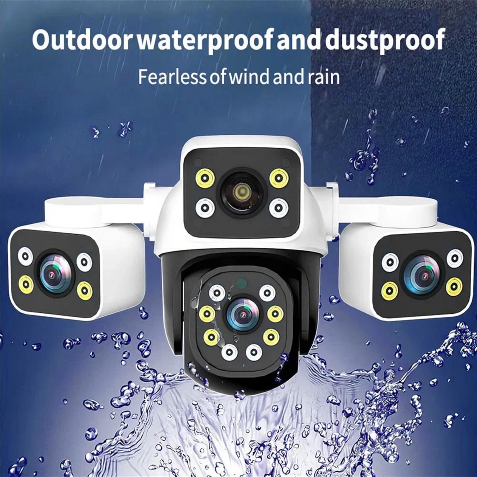 Kamera IP WiFi 6 MP, 3 obiektywy, 3 ekrany, 10-krotny zoom, detekcja AI, automatyczne śledzenie, bezprzewodowa zewnętrzna kamera do monitoringu CCTV(Camera Add 64G SD)