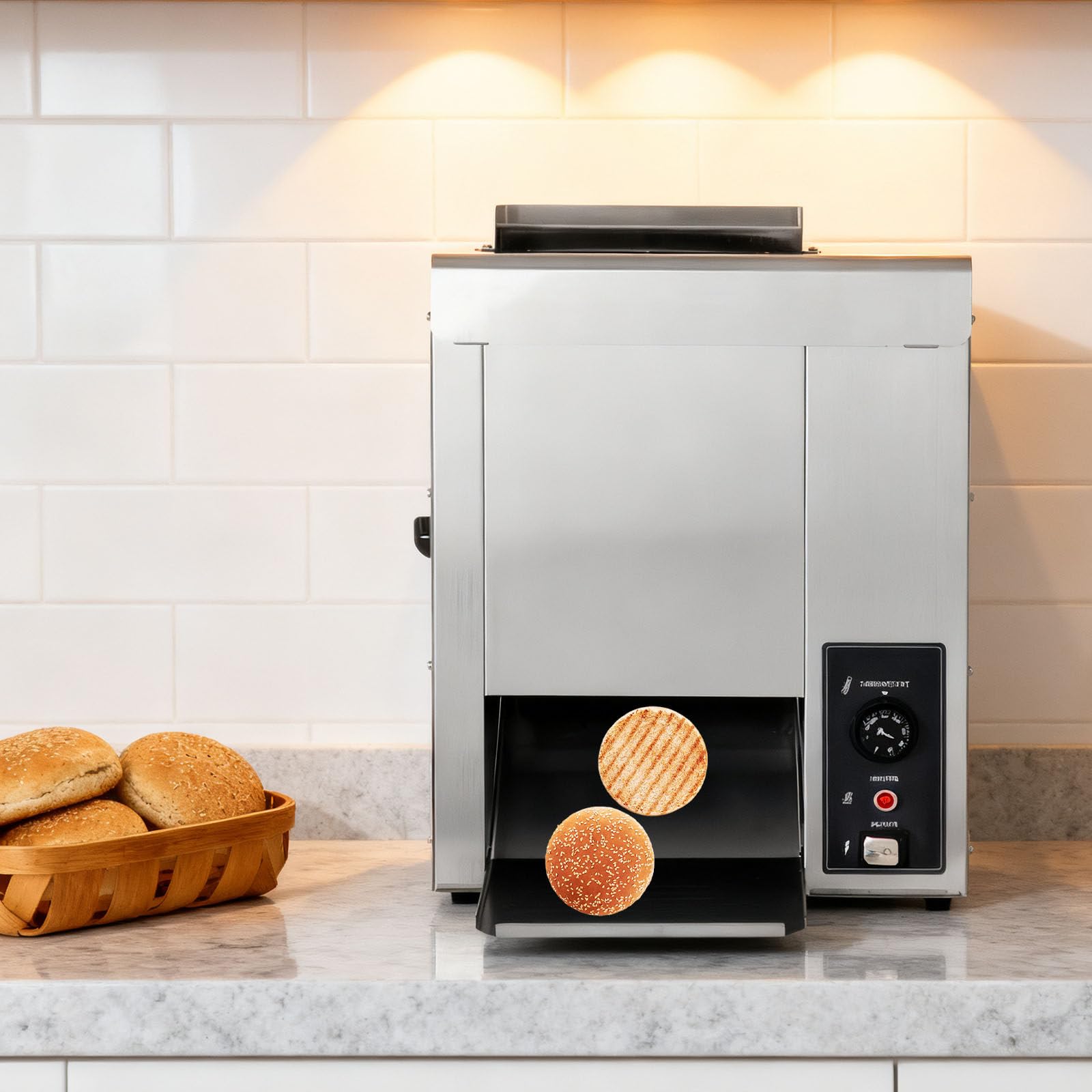 Toster Taśmowy Komercyjny, 2000 W, Automatyczna Regulacja Grubości Pieczywa (Góra - Dół) (0,55" - 0,9"), Maszyna Do Hamburgerów, Do Restauracji I Barów Szybkiej Obsługi
