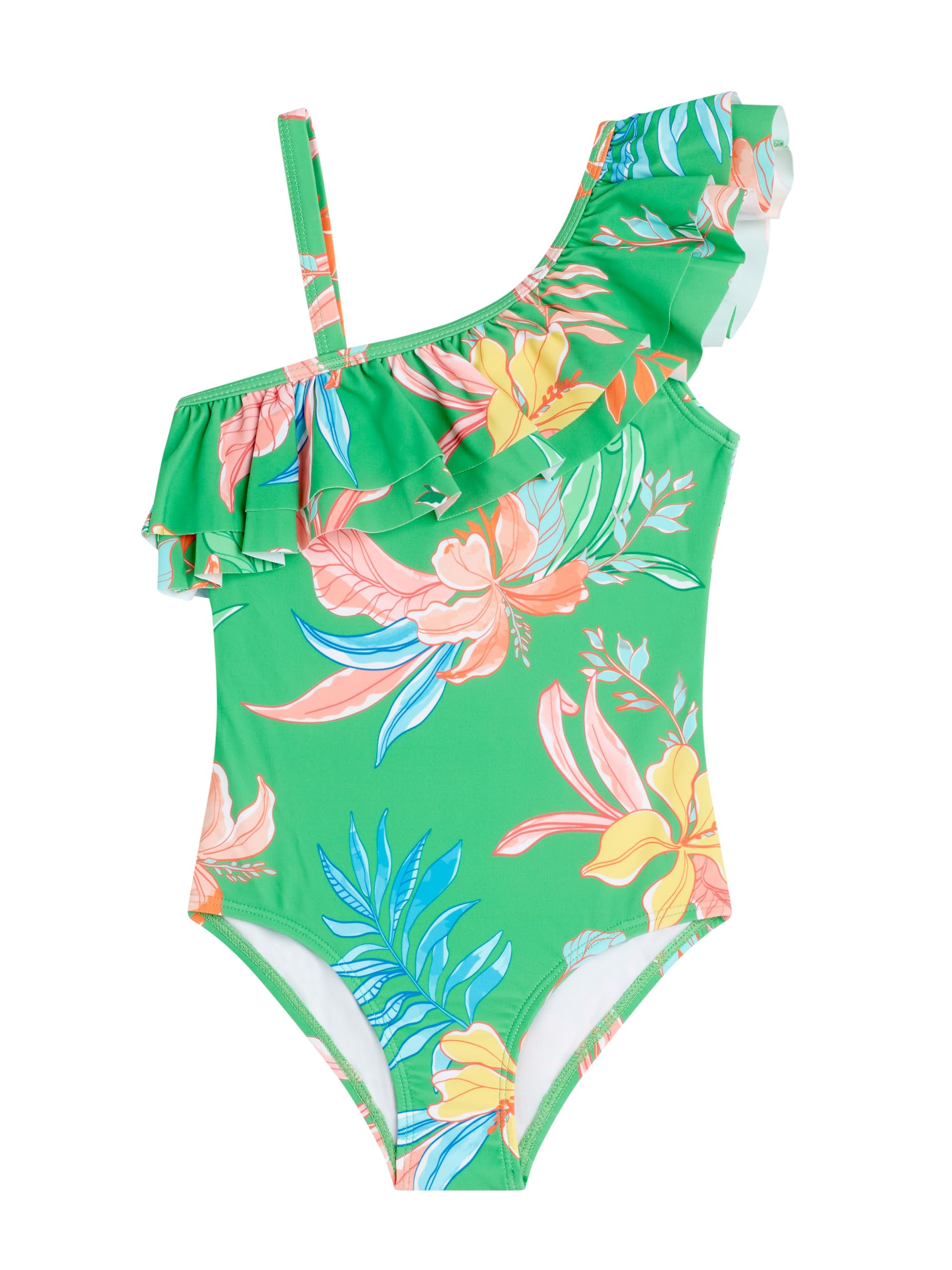 Kanu Surf Girls Morgan Floral Ruffle 1-Shoulder 1-Piece Swimsuit