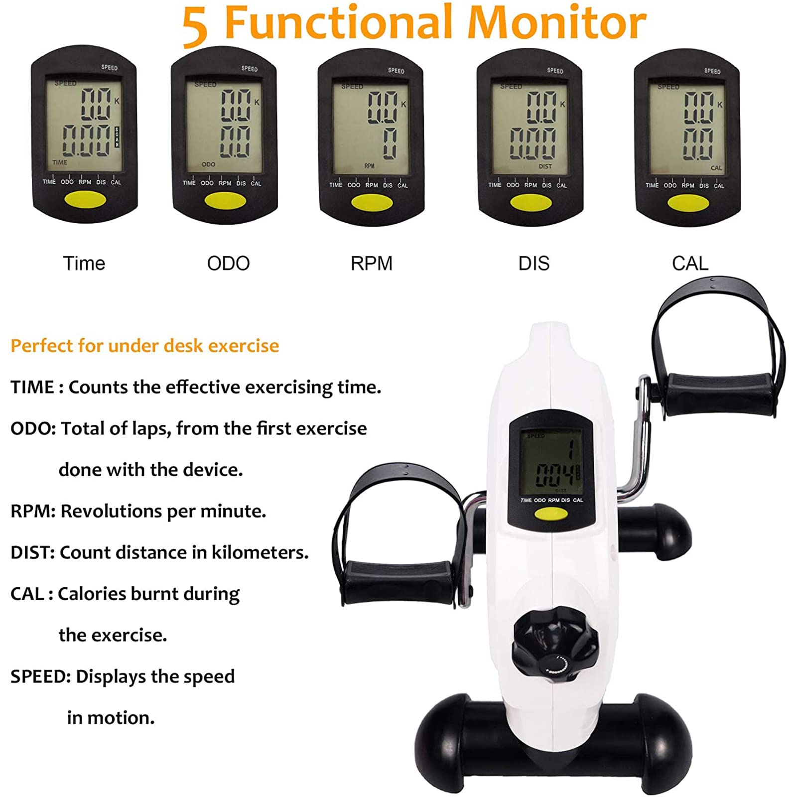 UMJIGF Under Desk Elliptical Machine - Pedal Exerciser, Under Desk Pedal Exerciser, Pedal Exerciser Foot Cycle Arm Leg, Portable Mini Exercise Machine, Under Desk,