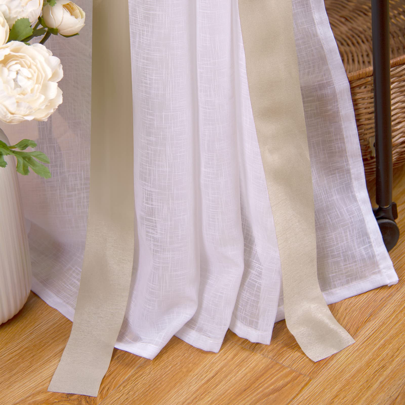 SIMPVALE 1 Piece Voile Tie up Curtain, Sheer Roman Blind Shade - Image 4