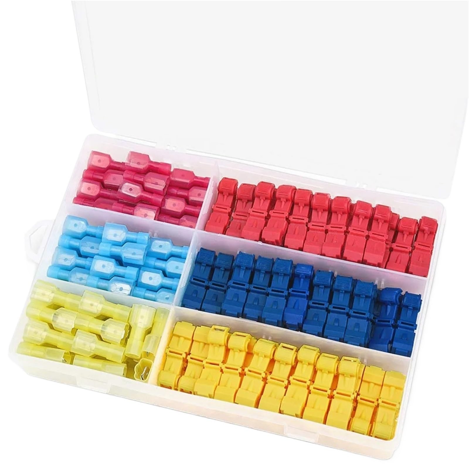 Isolierte Crimp-Flachstecker, Kabelverbinder, T-Abzweig-Kit, elektrische Schnellverbinder, Trennkabelabzweige mit Zange für Anschließen verschiedener Kabel(120PCS with pliers)