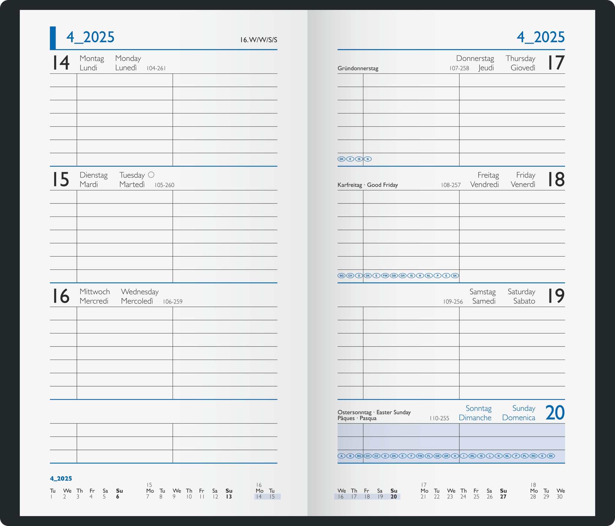 BRUNNEN Pocket Diary Model 756 (2025), 2 Pages = 1 Week, A6, 144 Pages, Balacron Cover, Light Green - Image 2