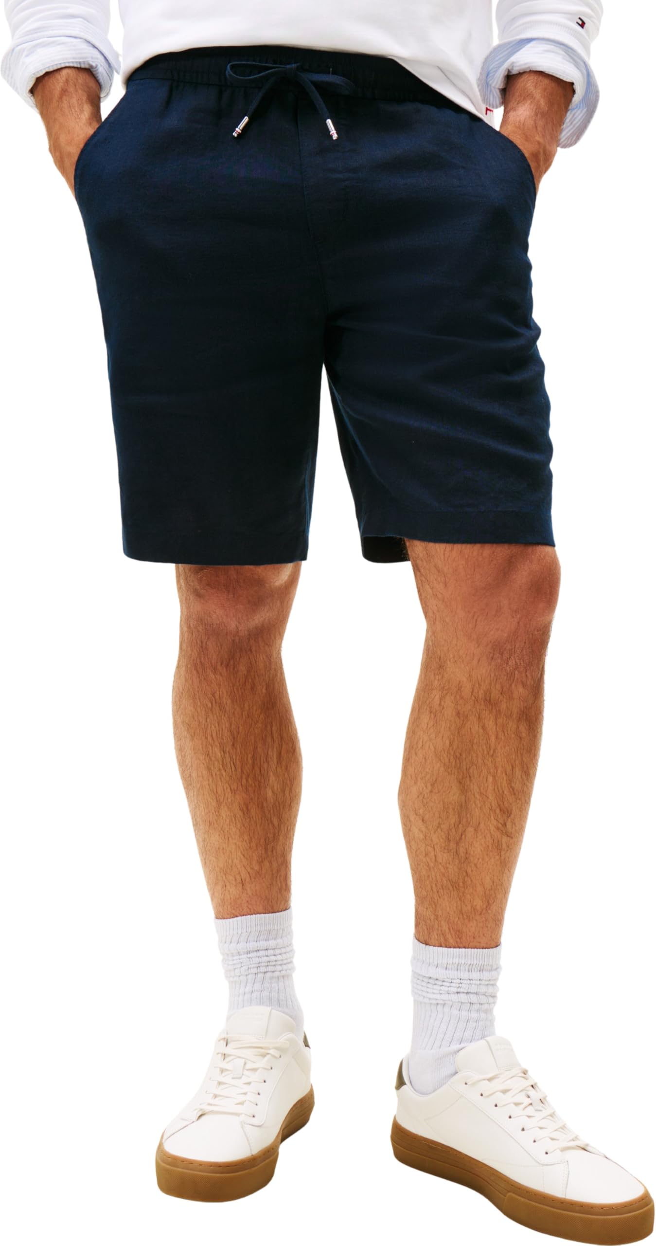 Tommy Hilfiger Men's Harlem PO Linen Short MW0MW37804 Chino Shorts, Blue, 38W