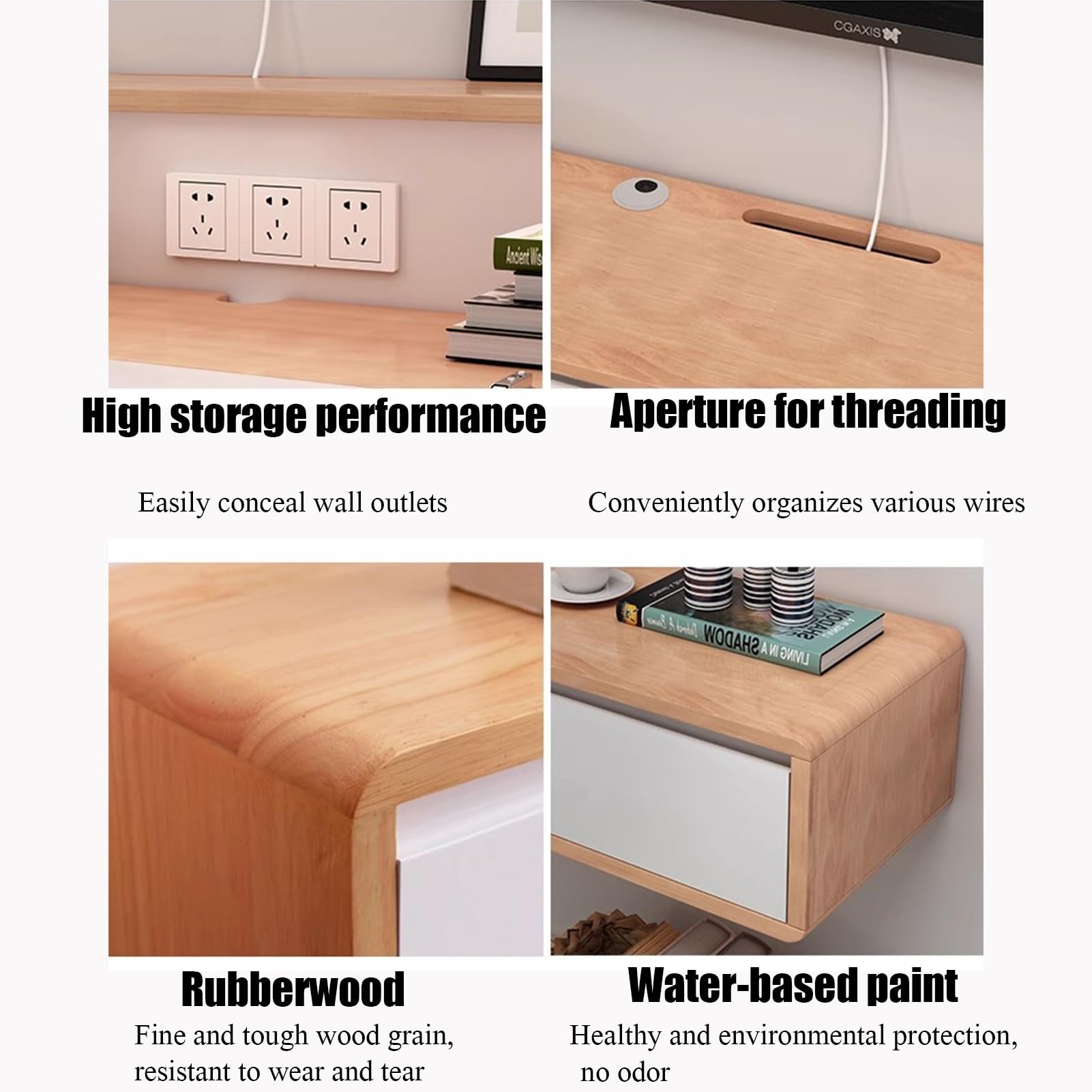 Genérico Soporte Flotante Multifuncional para TV de Madera Maciza: solución de Almacenamiento Elegante para Montar en la Pared, Ideal para televisores de Varios tamaños, diseño Seguro y Duradero (Col
