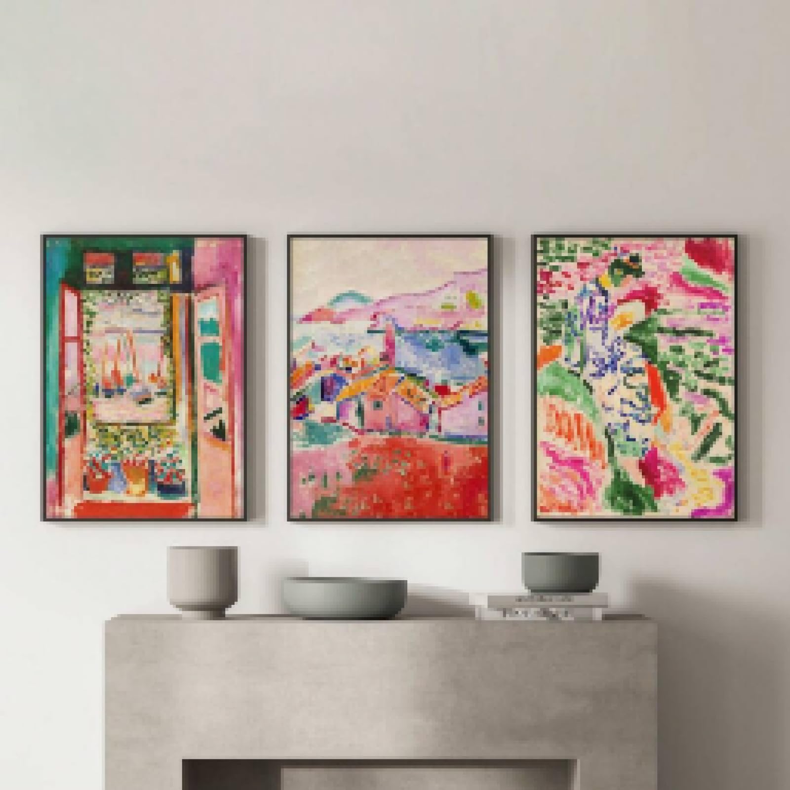 Matisse 3 Pieces Wall Art Show Colorful Landscape Prints Canvas Pictures Museum Poster Mid-Century Decoration 50x75cm No Frame