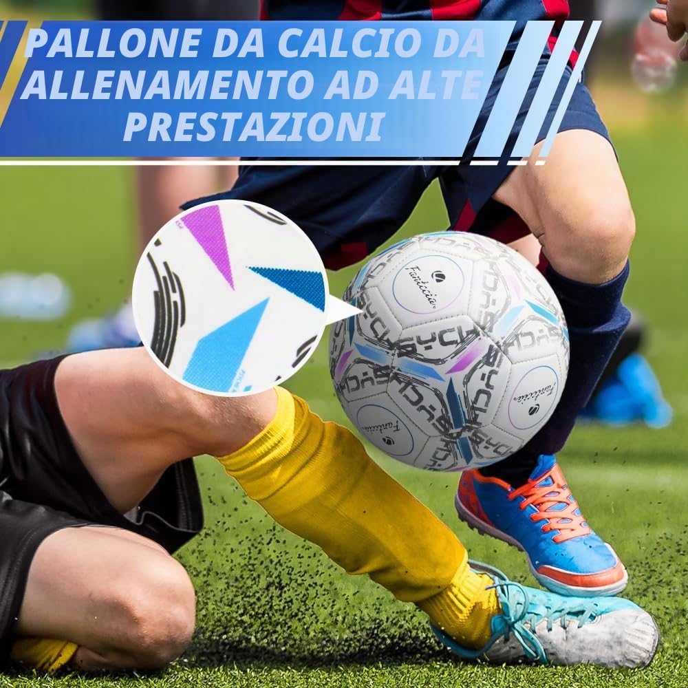Pallone da Calcio Ufficiale Taglia 5, Pallone da Calcio in Pelle con Pompa, Palloni da Calcio da Allenamento per Bambini e Adulti