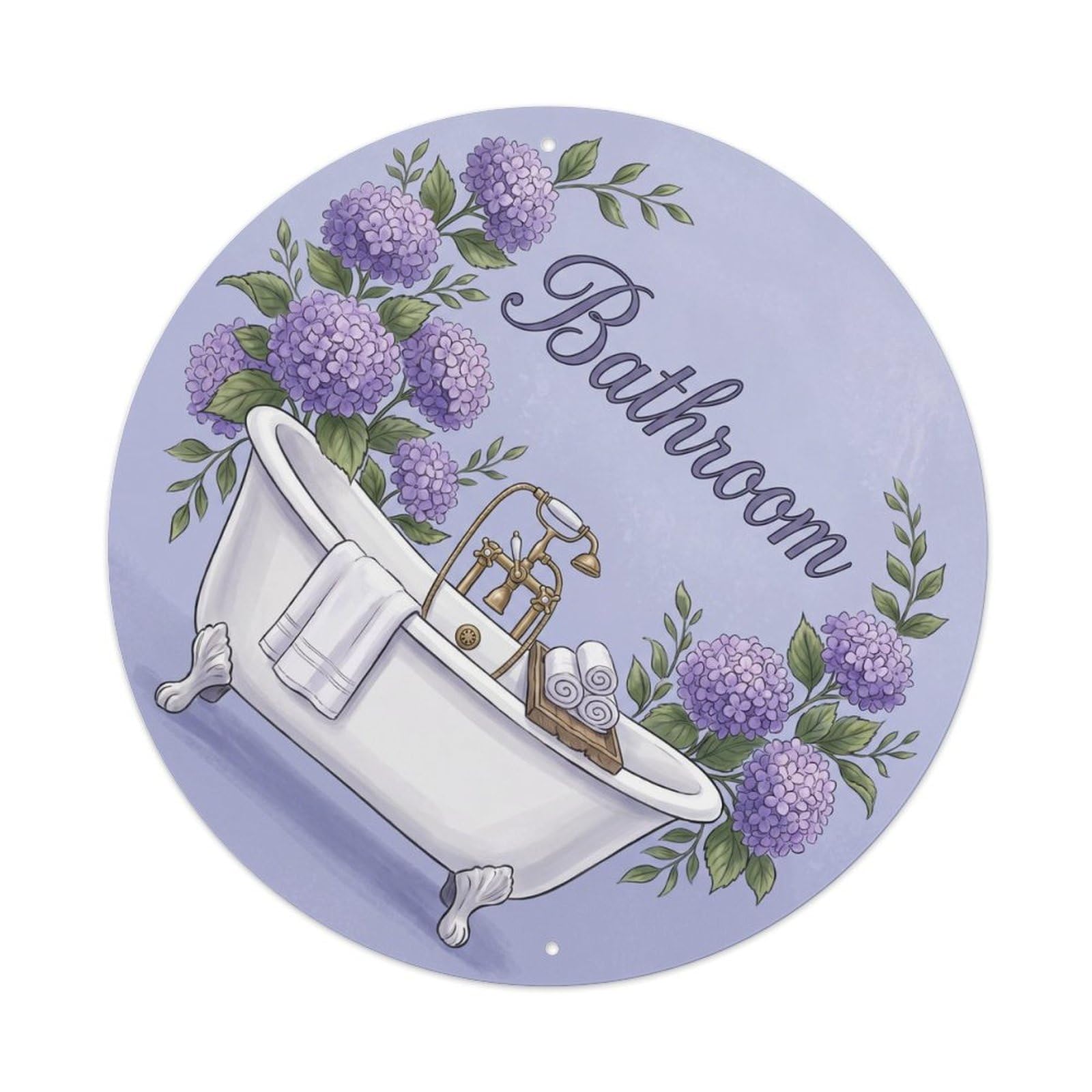 Fqnyr Style Bathroom Hydrangea Elegant Spa Bathroom Metal Tin Sign