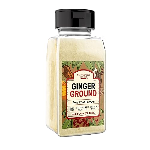 Unpretentious Jengibre molido, 2 tazas, sin gluten, cocina india y asiática, mezclador de especias con tapa ranurada