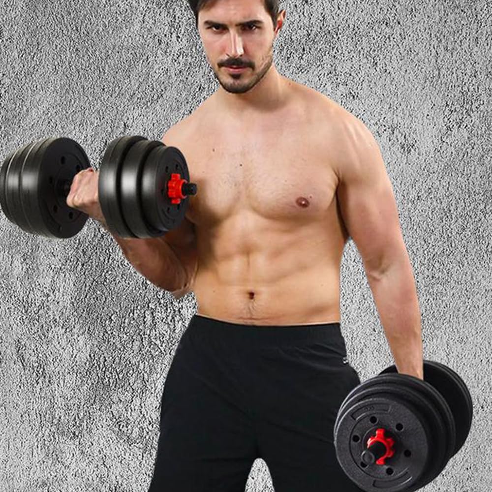 Verstellbare Hanteln, Freigewichtsset mit Verbindungsstück, 4-in-1-Hantel-Set verwendet als Langhantel, Kugelhanteln, Liegestütz-Ständer, Fitnessübungen für Zuhause