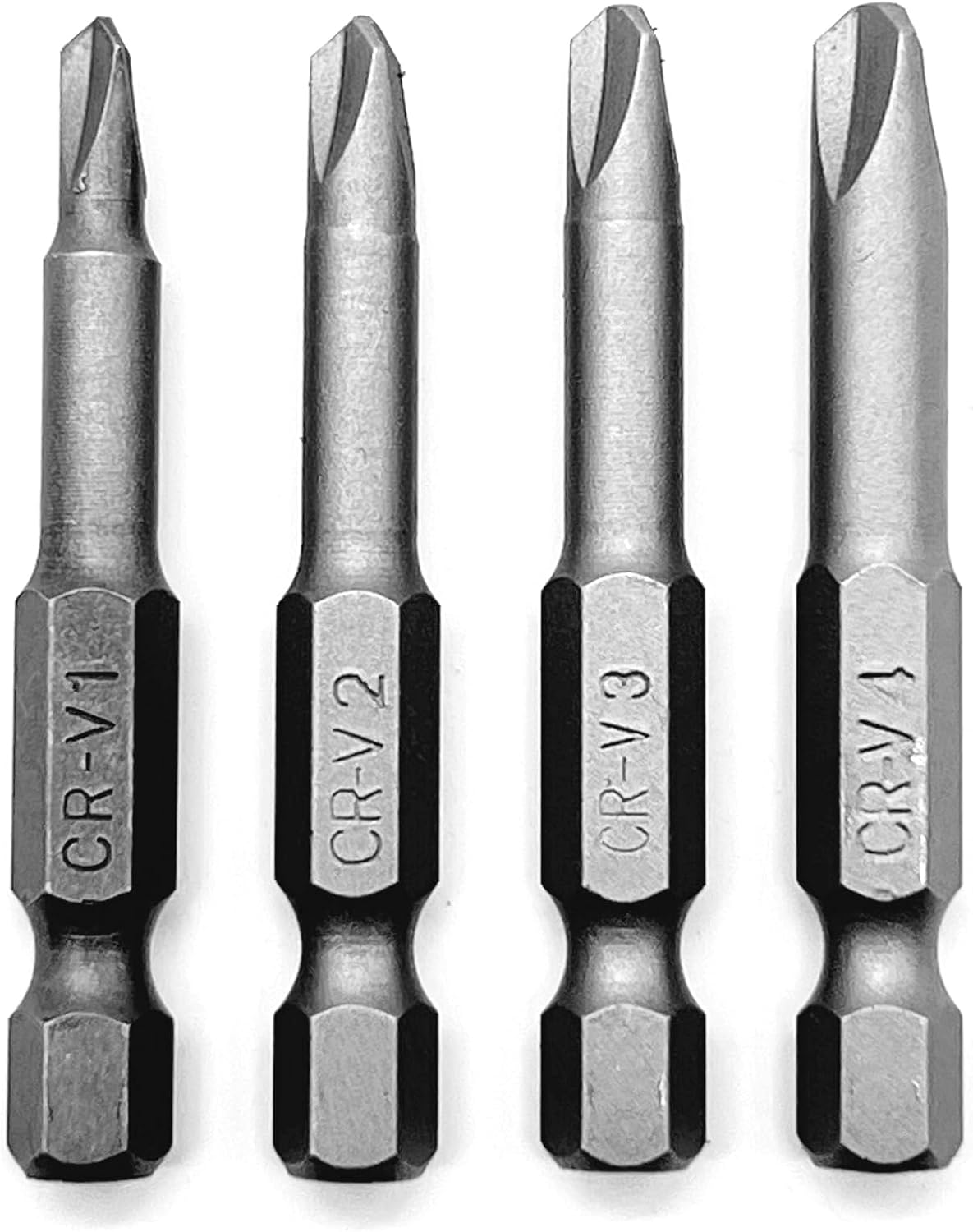 Y-Type Tri-Wing Drive Screwdriver Insert Bit Set in 4 Different Sizes, Durable CR-V Steel, #1#2#3#4 Sizes, 2" Long Shank with Standard 1/4" Hex Drive