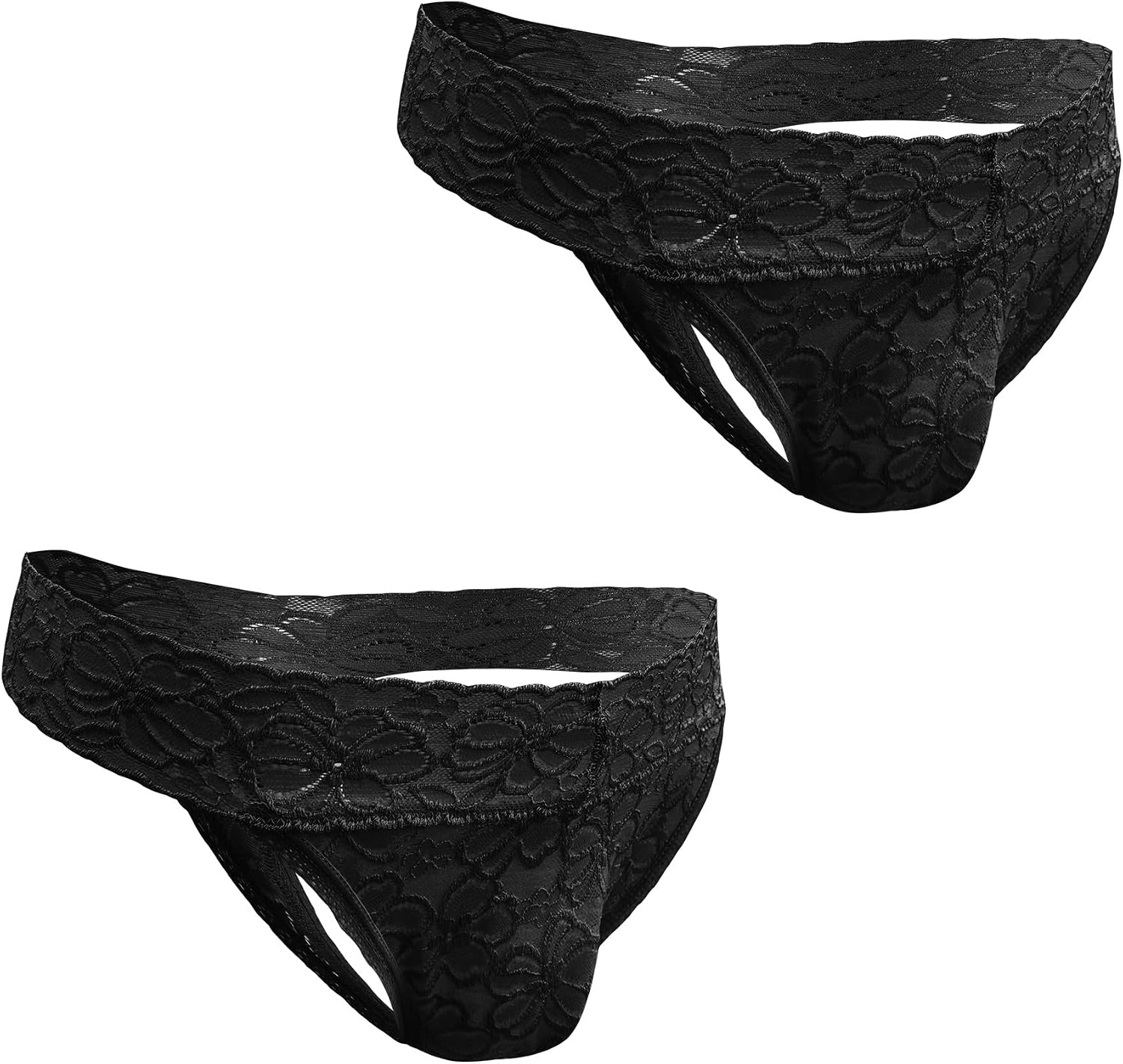Sexy Floral Lace Low Rise T-back Stretch Thong for Men Daily Wear