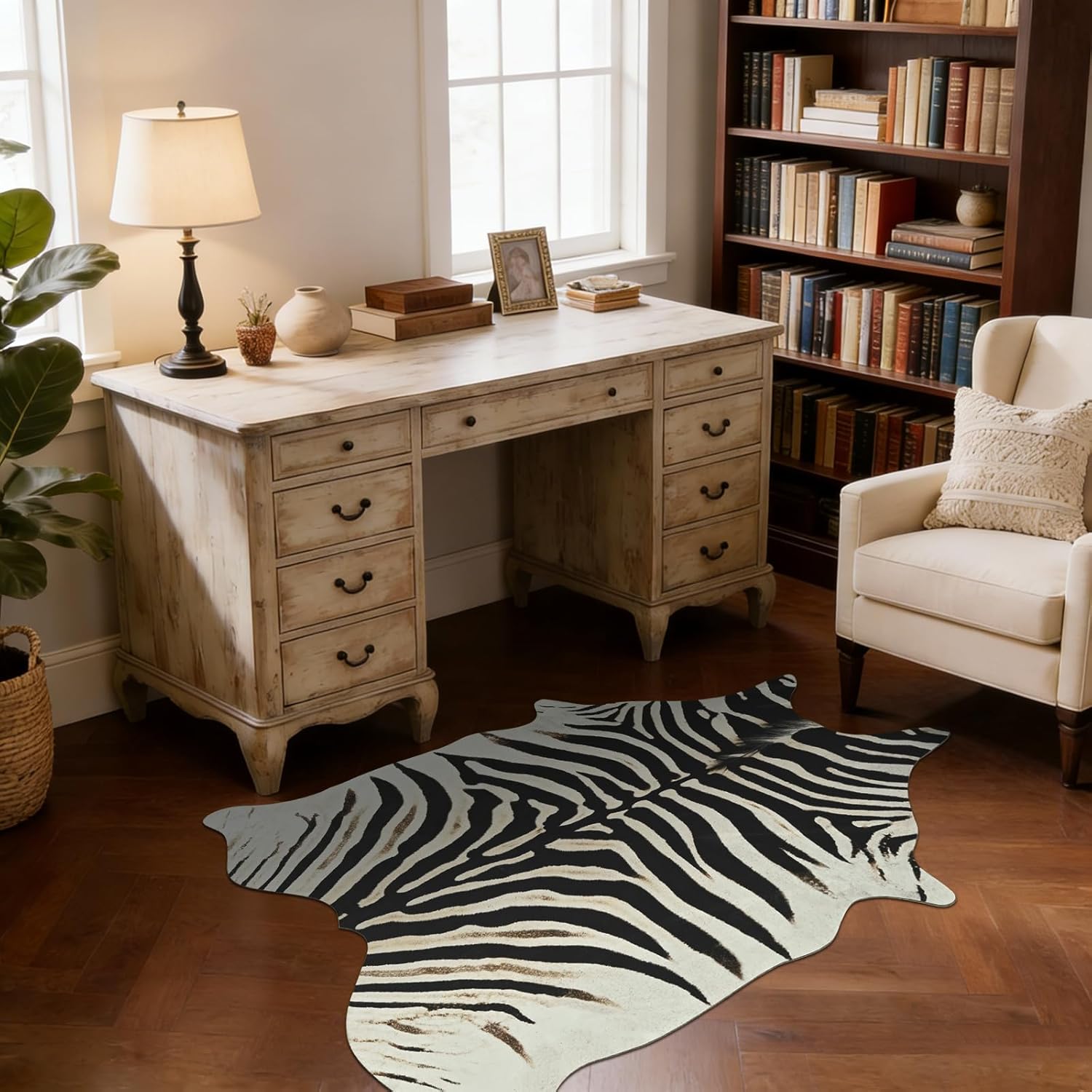 BENRON Zebra Print Area Rug, Black and White Rugs for Living Room Bedroom, Cute Animal Hides and Skins for Kids Nursery Home Decor, 2.3 x 3.6 ft