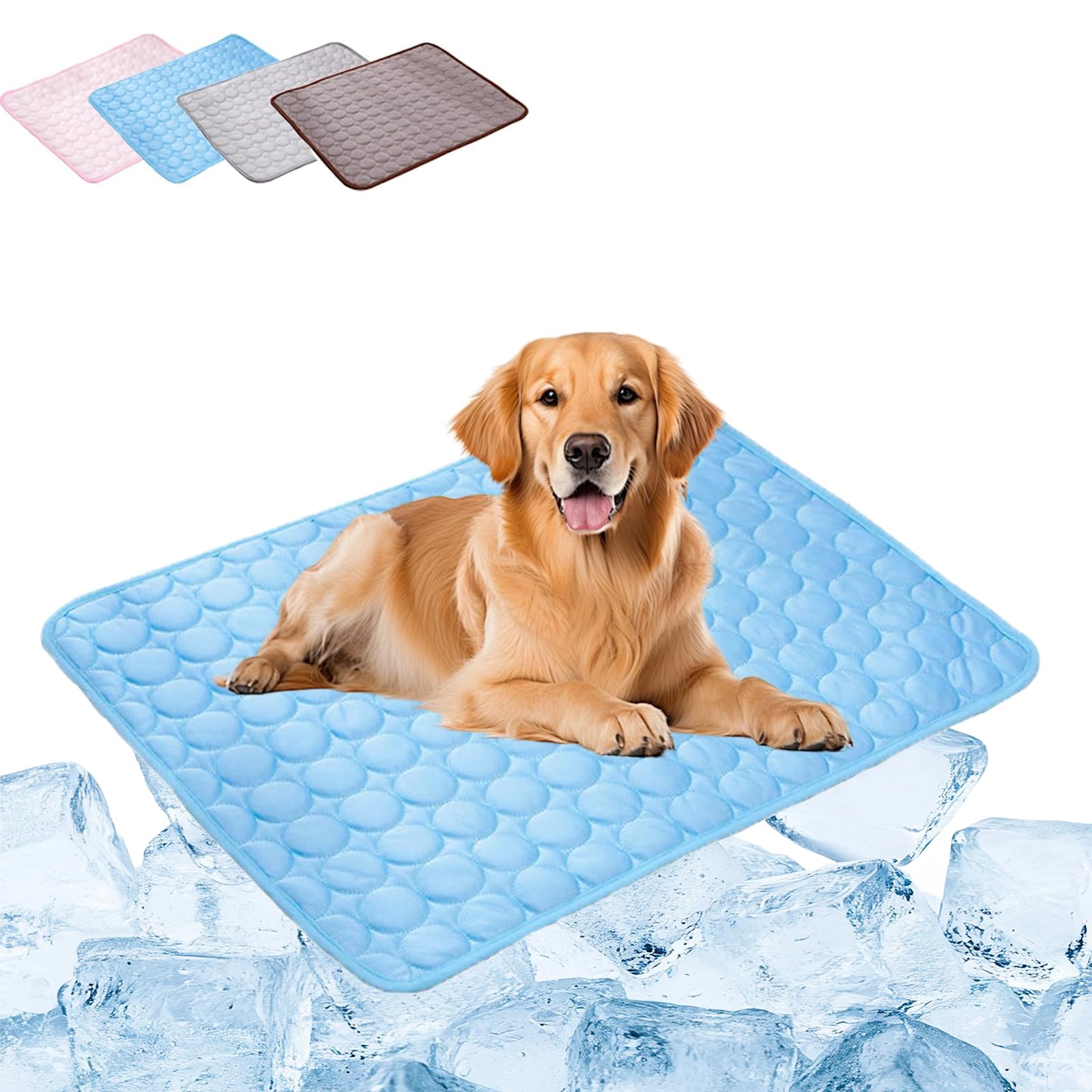 Doleva Cooling Mat, Ice Silk Cooling Mat for Dogs Bed for Summer, Portable Breathable Indoor Pet Cooling Mat for Extra Large, Soft Comfortable| Washable|Non-slip Anti-Scratch (Blue,S)