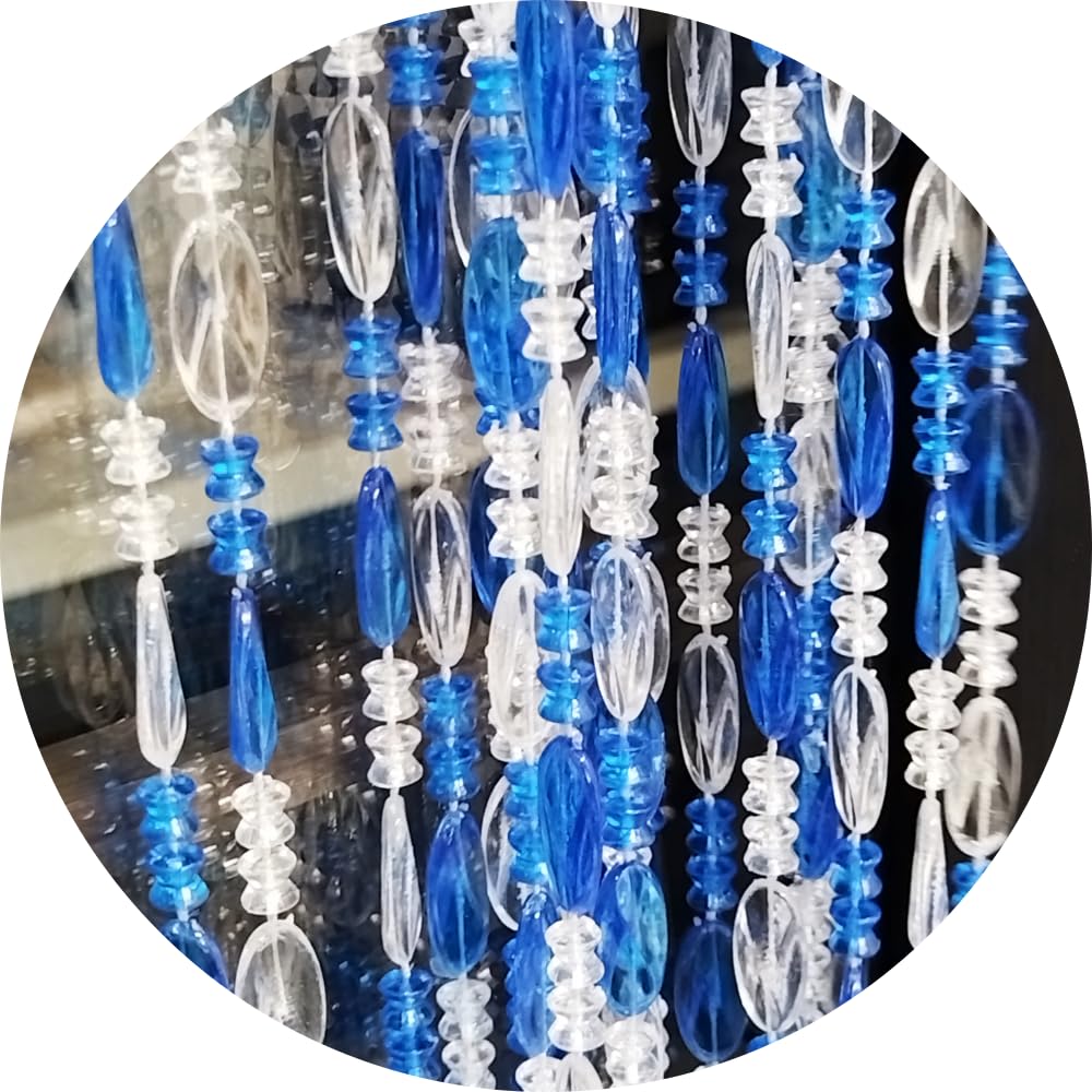 ave split Beaded Curtain Doorways Acrylic Hanging Door Beads String Curtains Tassel Room Divider Screen Decor for Doorway Window Living Room Wedding (1, Dark Blue, 39 inch x 78.7 inch)