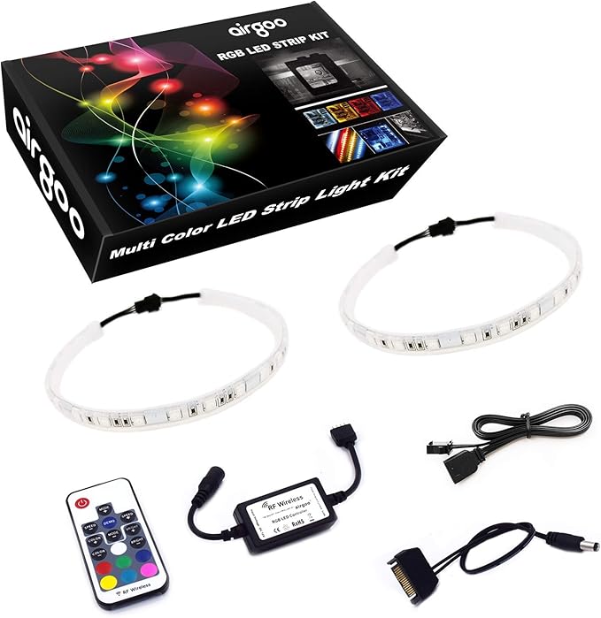 Computer LED Strip Kit, Airgoo 2pcs 15inch PC RGB LED Strip Light, Vibrant