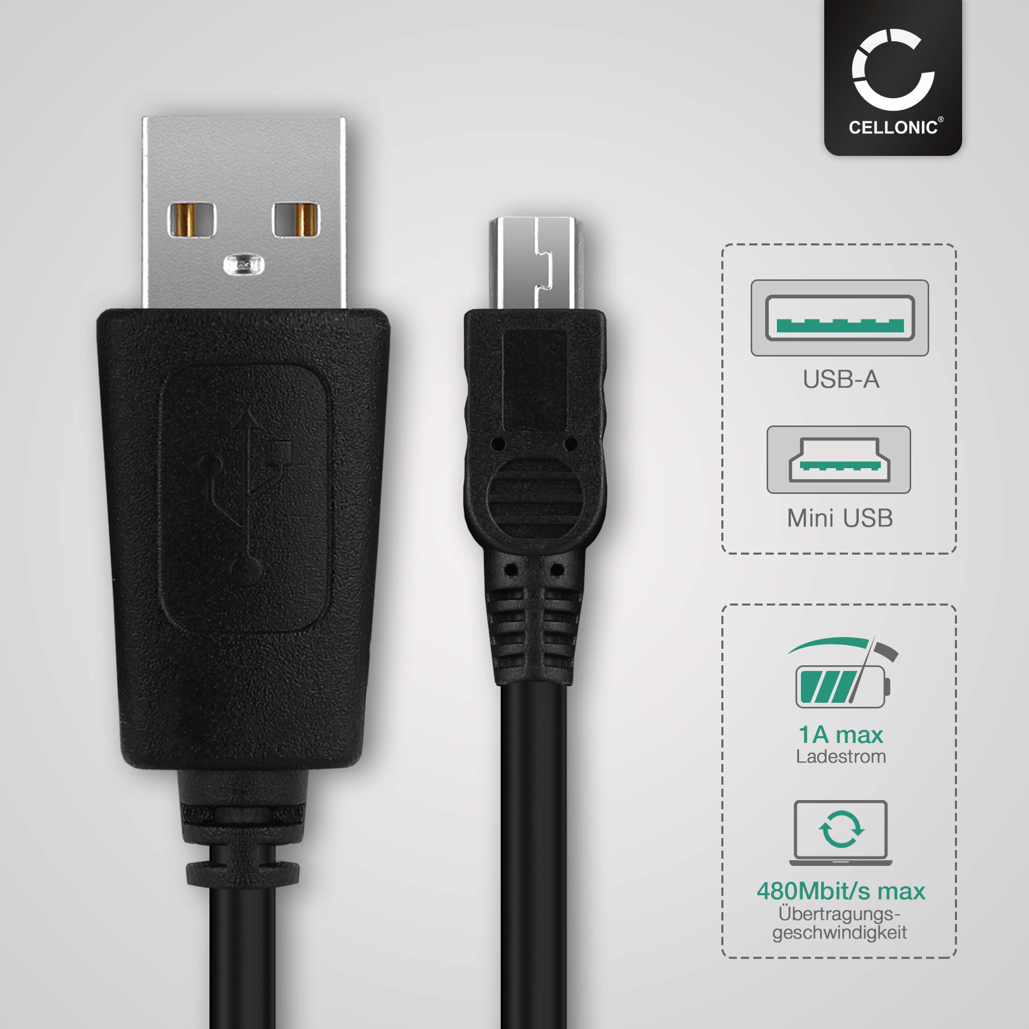 CELLONIC Cavo Mini USB 1 Metro – Per Dreambbox DM520 DM525 DM800 DM900 DM920 ONE, Ricarica 1A E Aggiornamento Firmware - 3