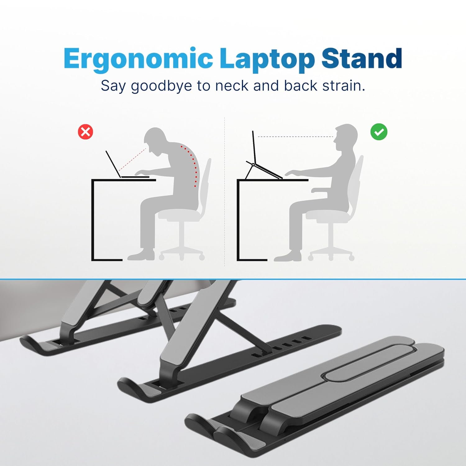 Geonix Trek T1 ABS Plastic Laptop Stand Height & Angle Adjustable | Foldable | Portable | Supports Maximum 5kg of Weight |Support Upto 17 inch (Black) 13 7178lS51GoL. SL1500