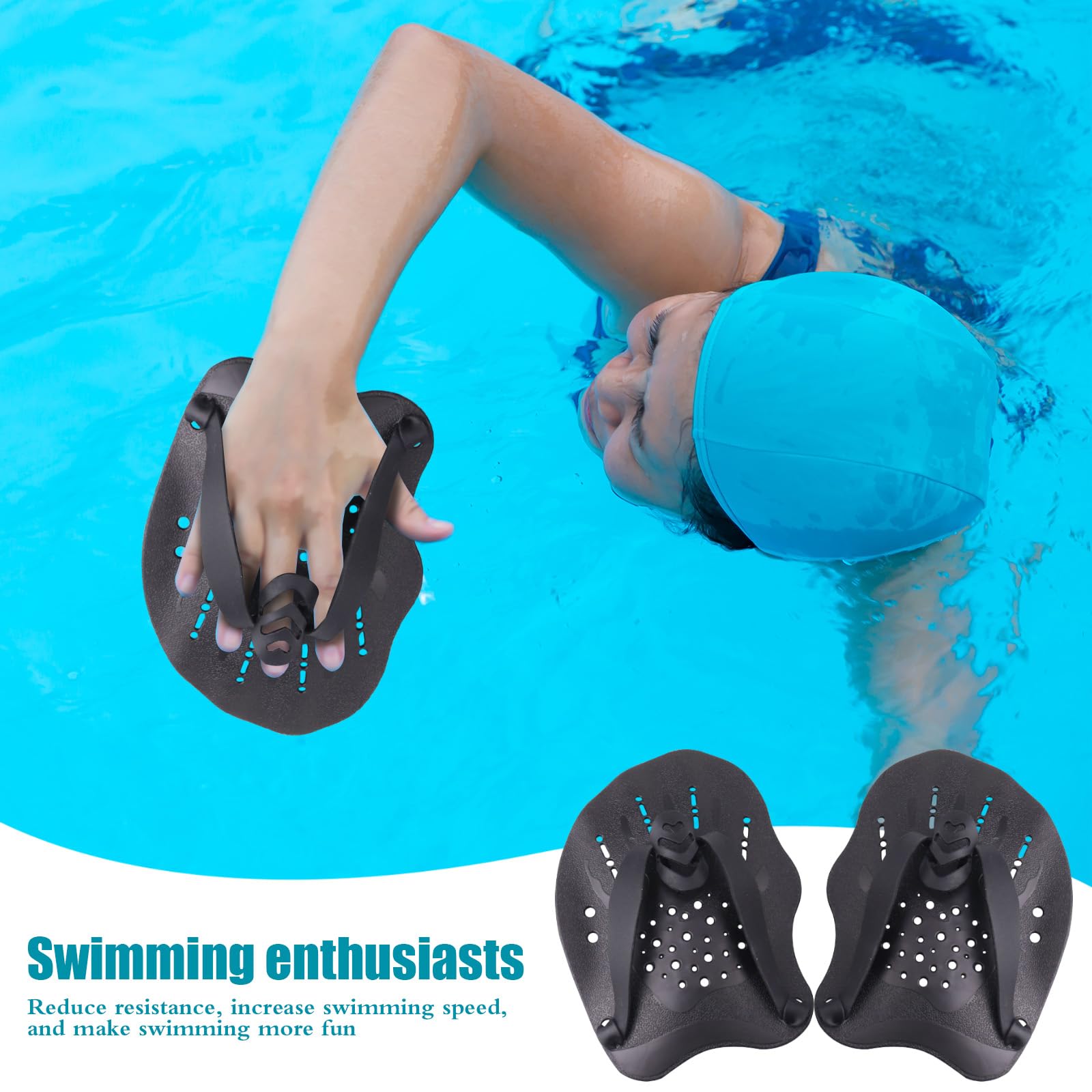 Palette Nuoto, Hand Paddle, Pagaia Manuale da Nuoto, Pinne per Mani Professionale, Accessori Piscina, Palette Professionale Accessori per Esercizio in Piscina per Adulti Unisex