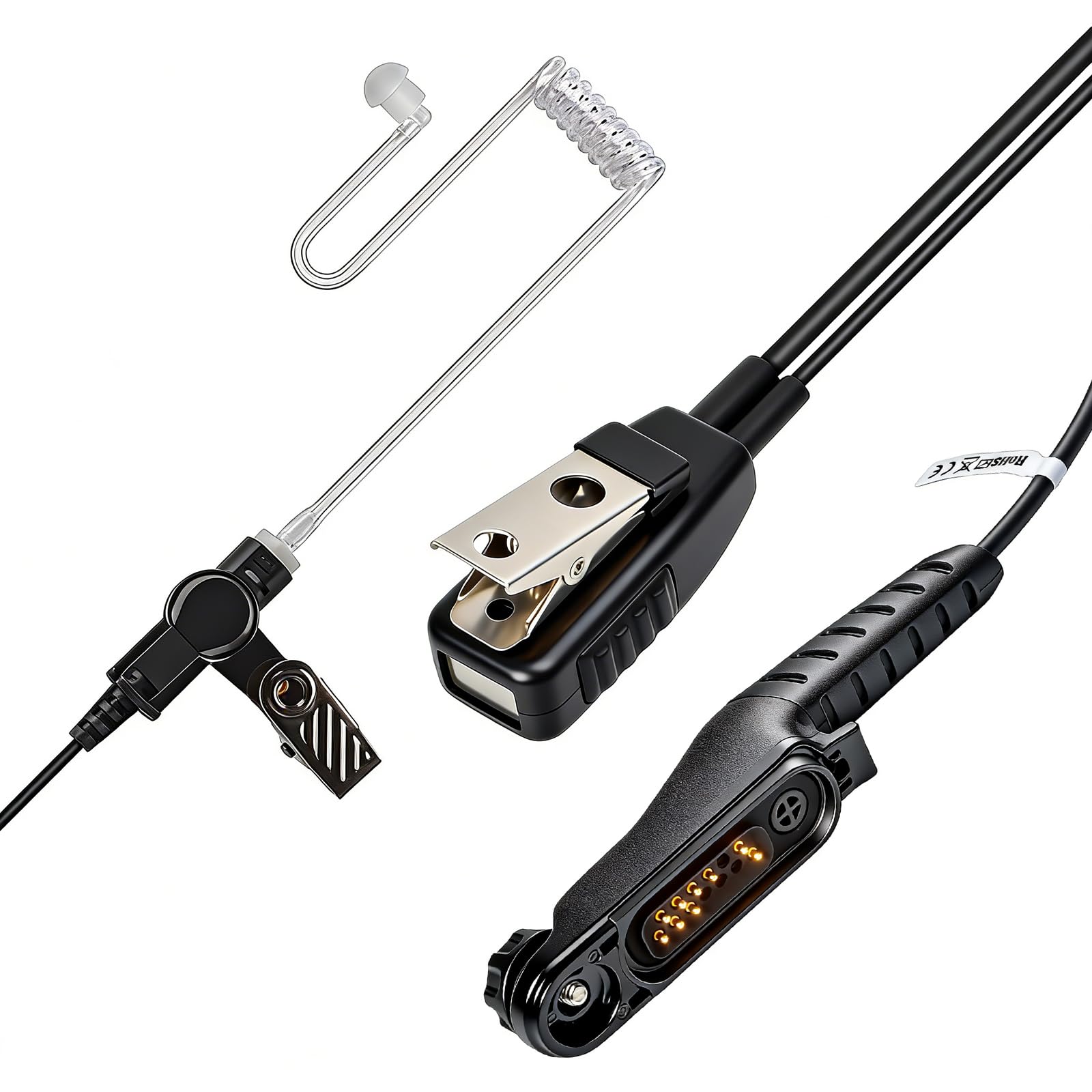 Auricolare acustico con microfono compatibile con Motorola R7 | compatibile con R7a N30 N50 N70, ION e MXP600 radio bidirezionale multi pin per sicurezza Bodyguard