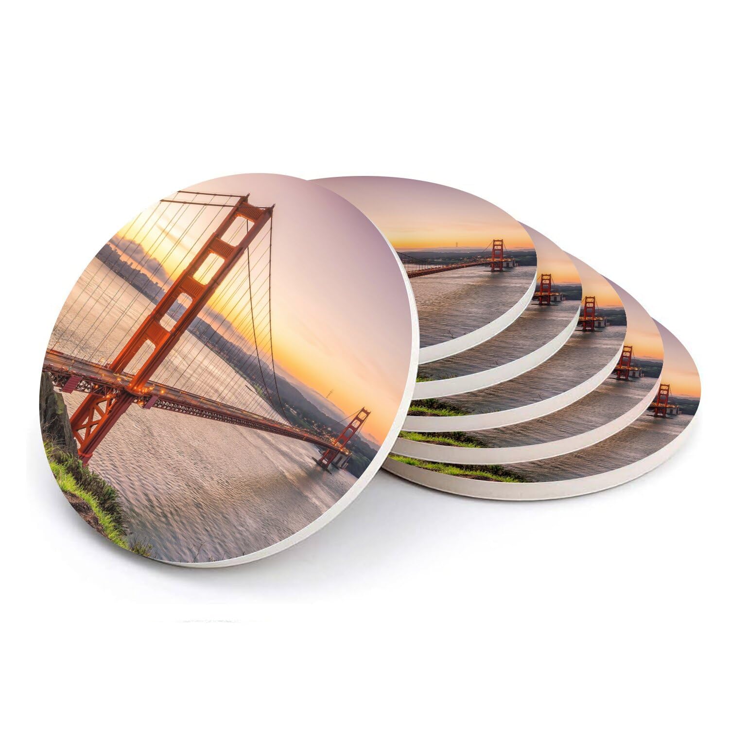 Sous-verres céramique Golden Gate au design imprimé haute définition de 108mm