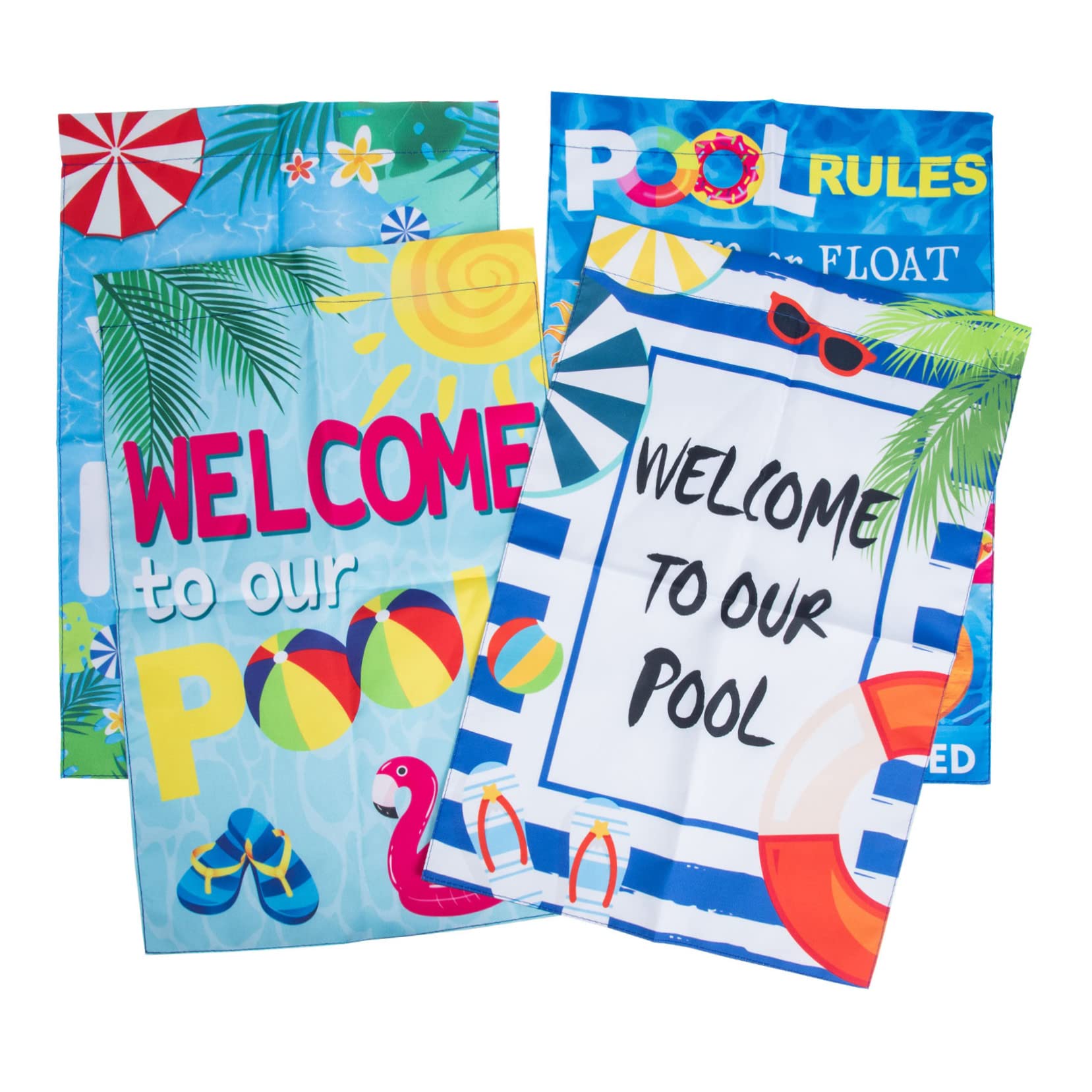Yardwe 3 Sätze Banner Für Den Poolgarten Terrasse Hausfahnen Für Den Sommer Outdoor- Rasen Sommerdeko Party Decoration Hofflaggen Hofdekorationsfahnen Polyester Colorful 4 Stück * 3