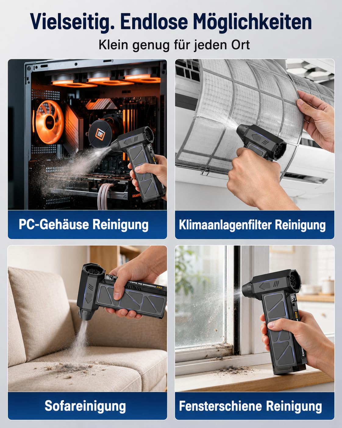 Elektrisches Staubgebläse 2-in-1, Druckluftspray Elektrisch,USB-C