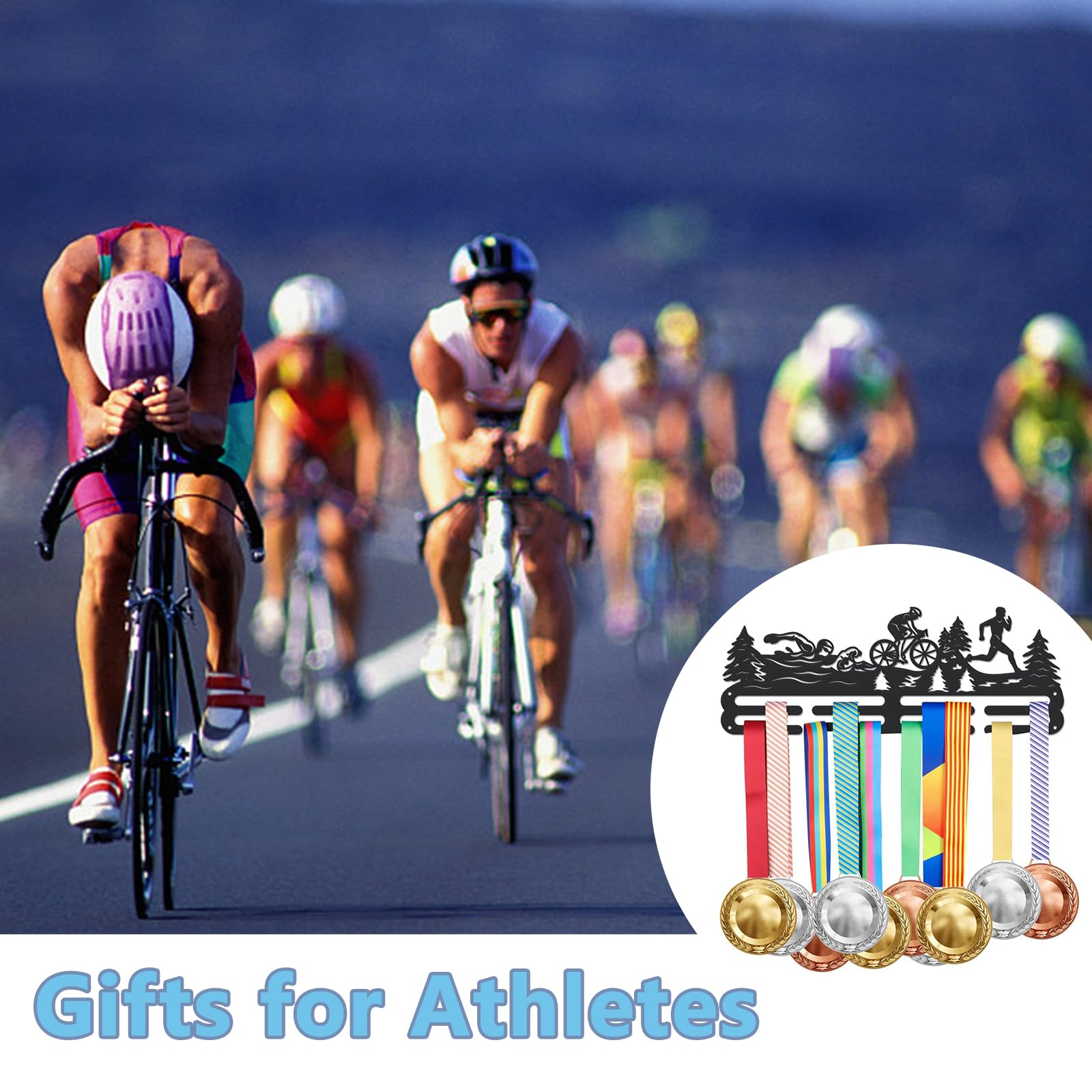 Support Médailles Mural Running Porte-Médailles Course à Pied Mural - Support 60 Médailles Design Montagne | 40x15cm Acier Noir Support Medaille Running