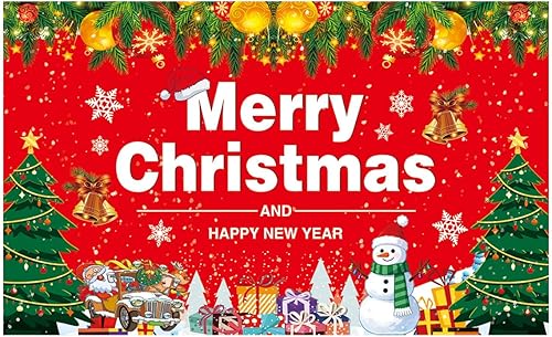 Fondo grande de Feliz Navidad, pancarta de tela para decoración de fiestas de Navidad, 5.9 x 3.6 pies, letrero fotográfico para decoración de
