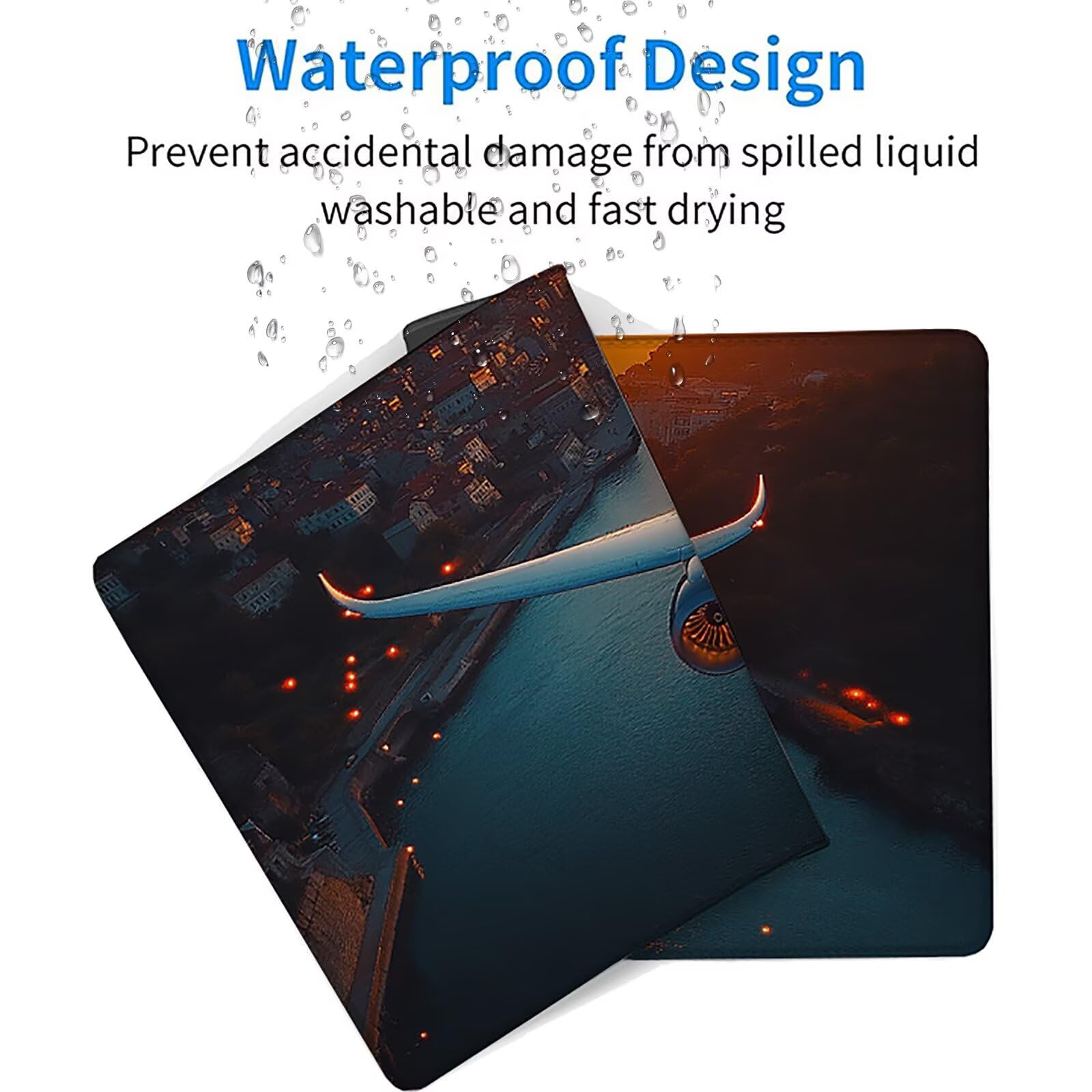 Aereo Tappetino Mouse XXL, Tappetino Scrivania Grande 1200x600x3mm Costiero, Sottomano Scrivania con Bordi Cuciti, Mouse Pad con Base in Gomma Antiscivolo, Gaming Accessori, per Ufficio, Laptop D-8905