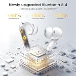Ecouteurs sans fil, Bluetooth 5.4 Casques avec 4 Le bruit annule Mic, 46H Buds dans l'oreille avec 3D Bass Stereo Sound, petites oreilles, LED Affichage, appels entraînement sportif, IPX7 Ecouteurs pour Android iOS. blanc