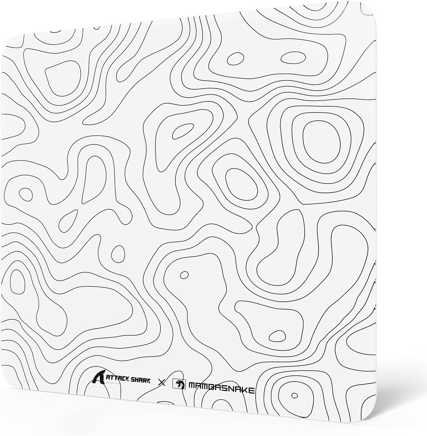 MAMBASNAKE x ATTACK SHARK CM05 Contour Glass Hard Gaming Mousepad,Nano-Micro-Etched Texture,Smooth Glass Surface,High Accuracy,Fast-Moving,Anti-Scratch, PU Leather Non-Slip Base, Large Size(450×400mm)