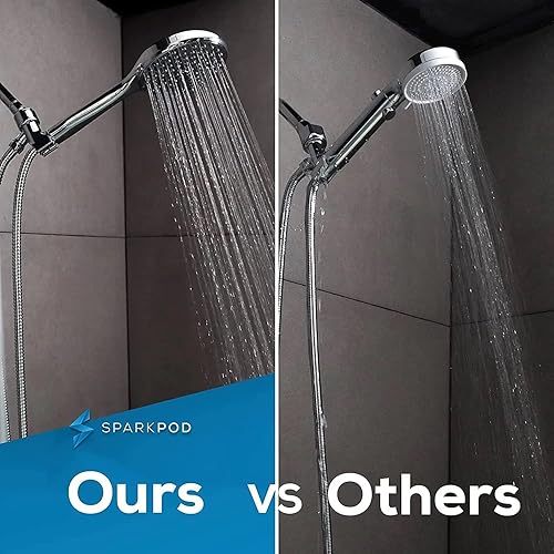 Miniatura 5 de SparkPod Cabezal de ducha de mano, cabezal de ducha redondo de 6 pulgadas, experiencia de lluvia, instalación sin herramientas, sin soporte ni