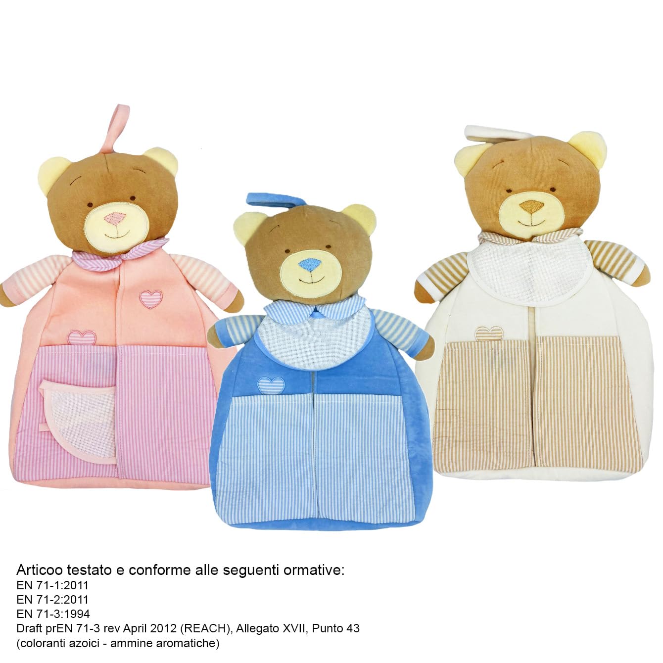 Orso portaoggetti e pannolini da ricamare (ROSA)