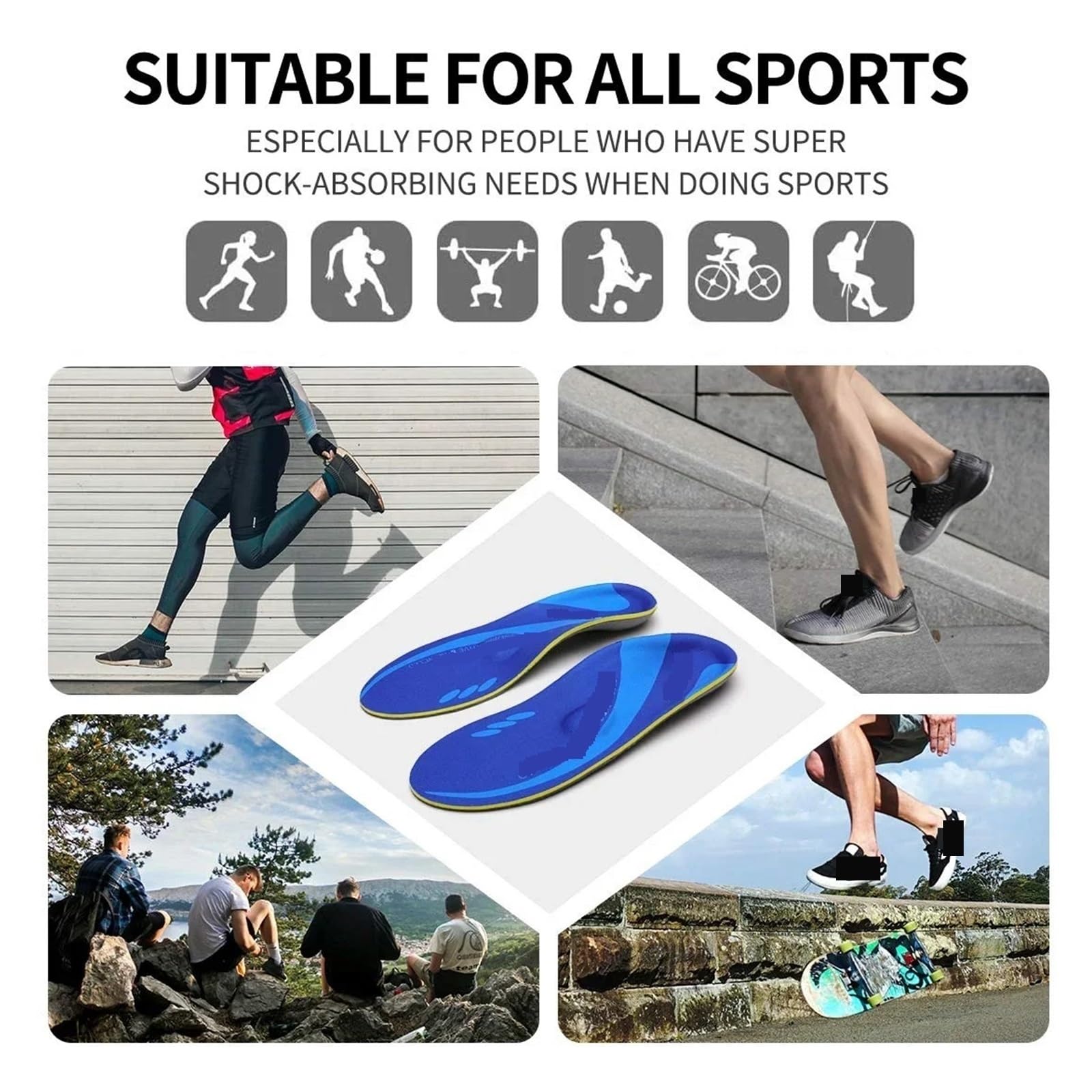 Solette Ortopediche Soletta di supporto for arco metatarsale Inserto ortopedico plantare, piedi piatti Solette ortopediche Sneaker atletica Suola con cuscino for tallone