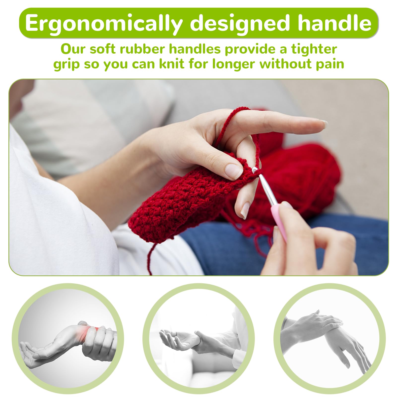 Kits De Crochet 66pcs Aiguilles à Crochet Set 0.6-6mm Crochet Ergonomique Aiguilles à Tricoter