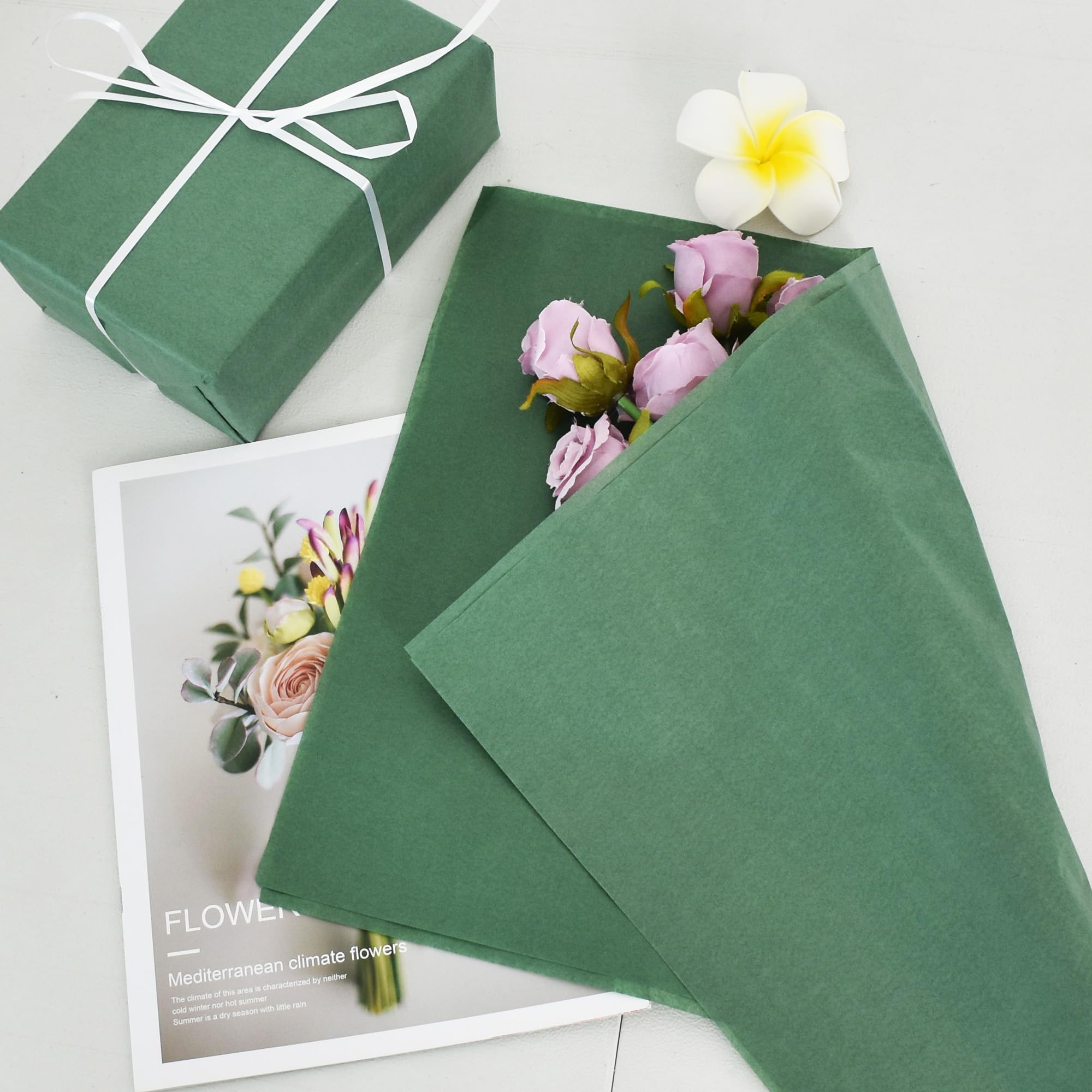 BEISHIDA 100 Sheets Forest Green Tissue Paper Bulk, Wrapping Tissue Paper for Gift Bags, 14 x 20 Inch Gift Wrap for Birthday Wedding Graduation DIY Crafts Holiday Flowers