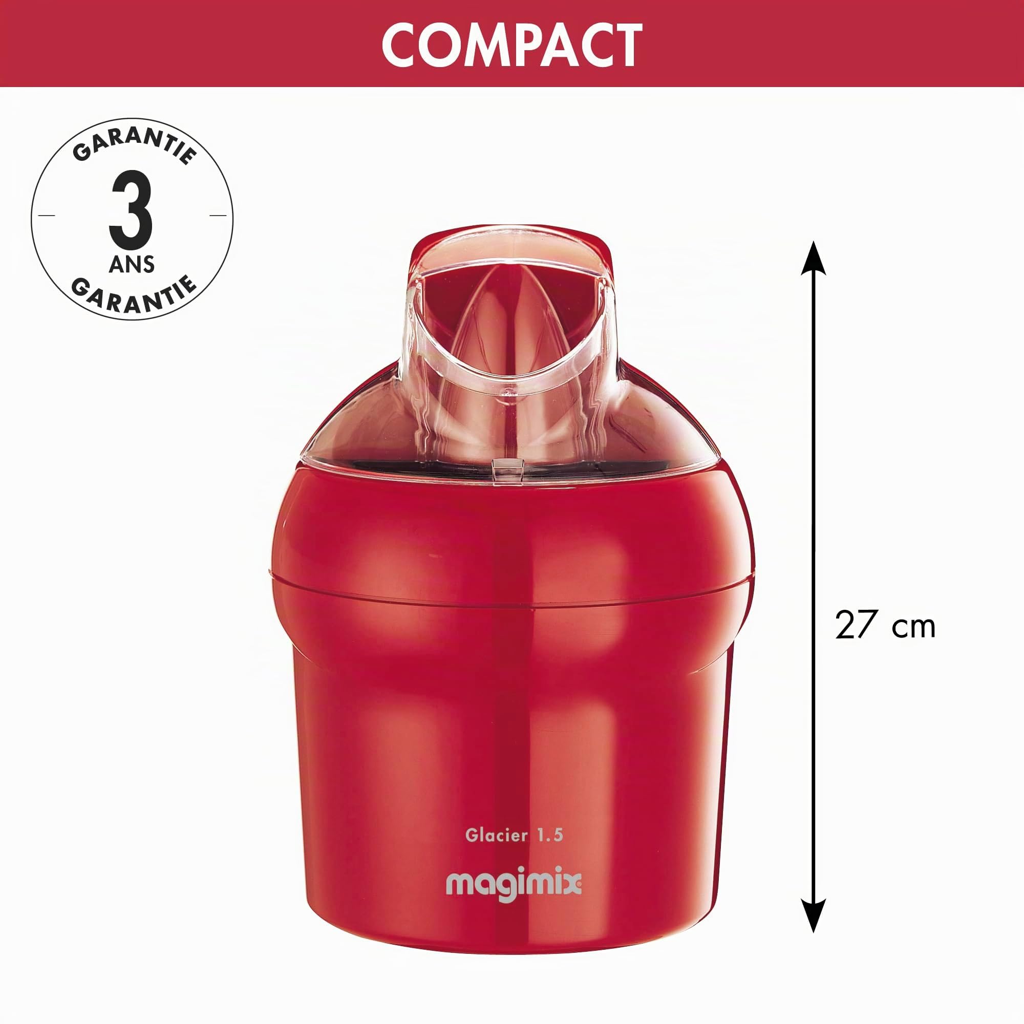 Magimix Sorbetière avec récipient pour gélatine 15 W 1,5 l Rouge