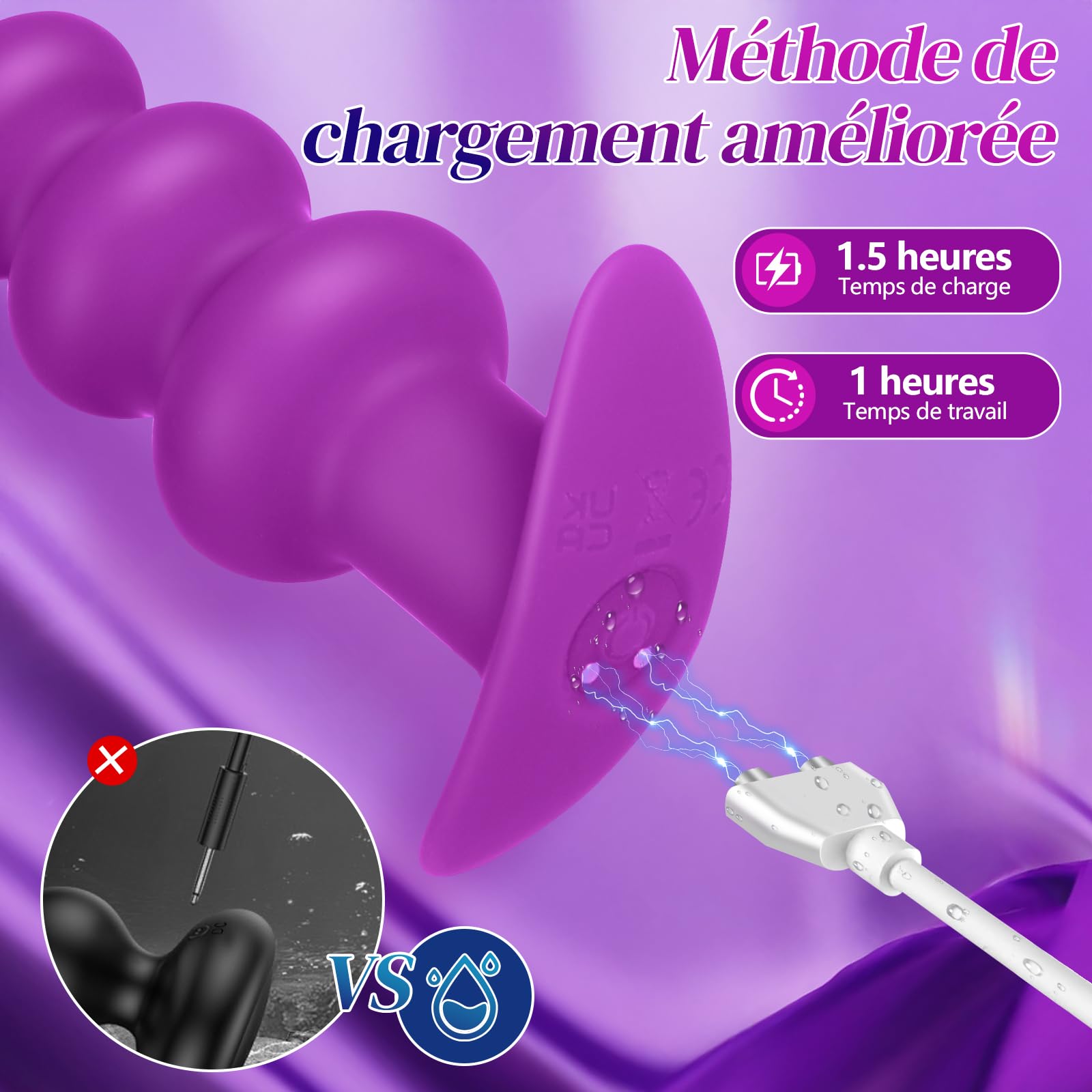 Plug Anal Vibromasseurs Gode Homme Pour Anus avec 10 Modes de Vibration APP | Silicone médical ultra-doux, charge magnétique rapide, étanche, design ergonomique et nettoyage facile