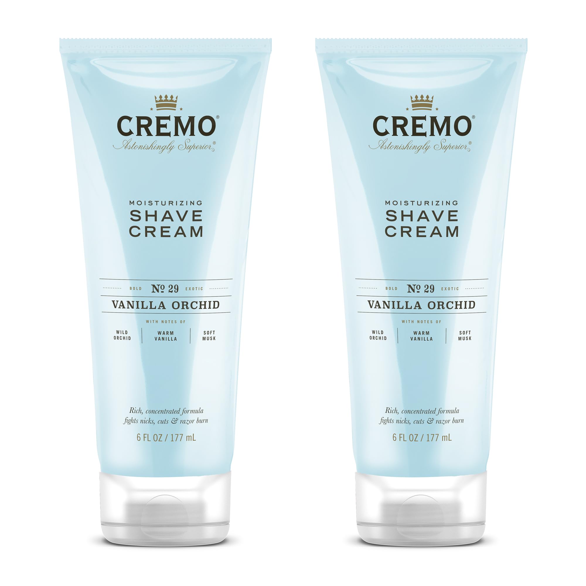 Cremo Womens Shaving Cream Sensitive Skin, Moisturizing, Vanilla & Orchid, Ultra-Slick Shave Cream for Women, Fights Nicks, Cuts and Razor Burn, 6 Fl Oz (Pack of 2)