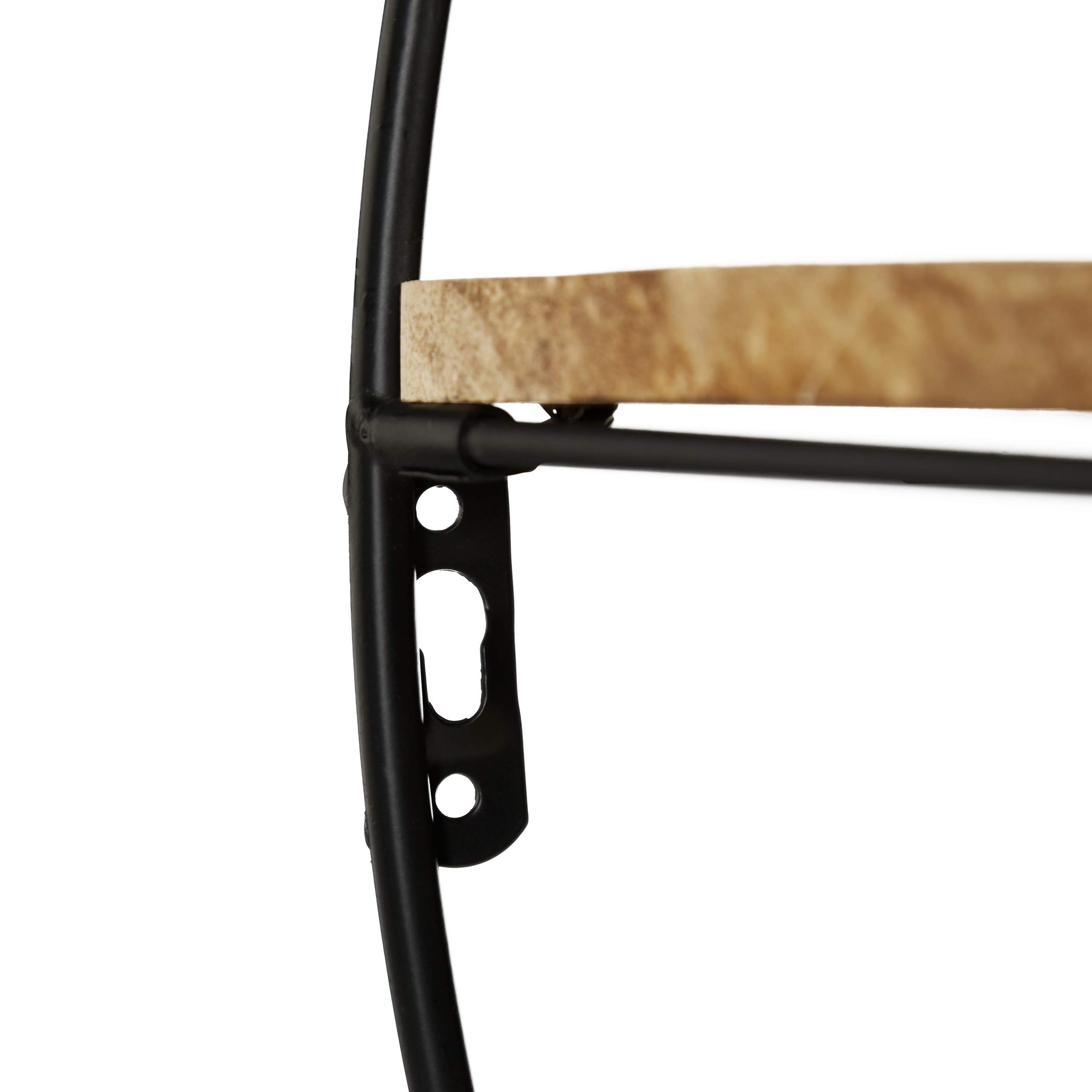 Relaxdays Mensole da Muro Design, Rotonda da Parete, Metallo & Legno, Vintage, 3 Ripiani, Libreria,Ø 50 cm,nero/naturale