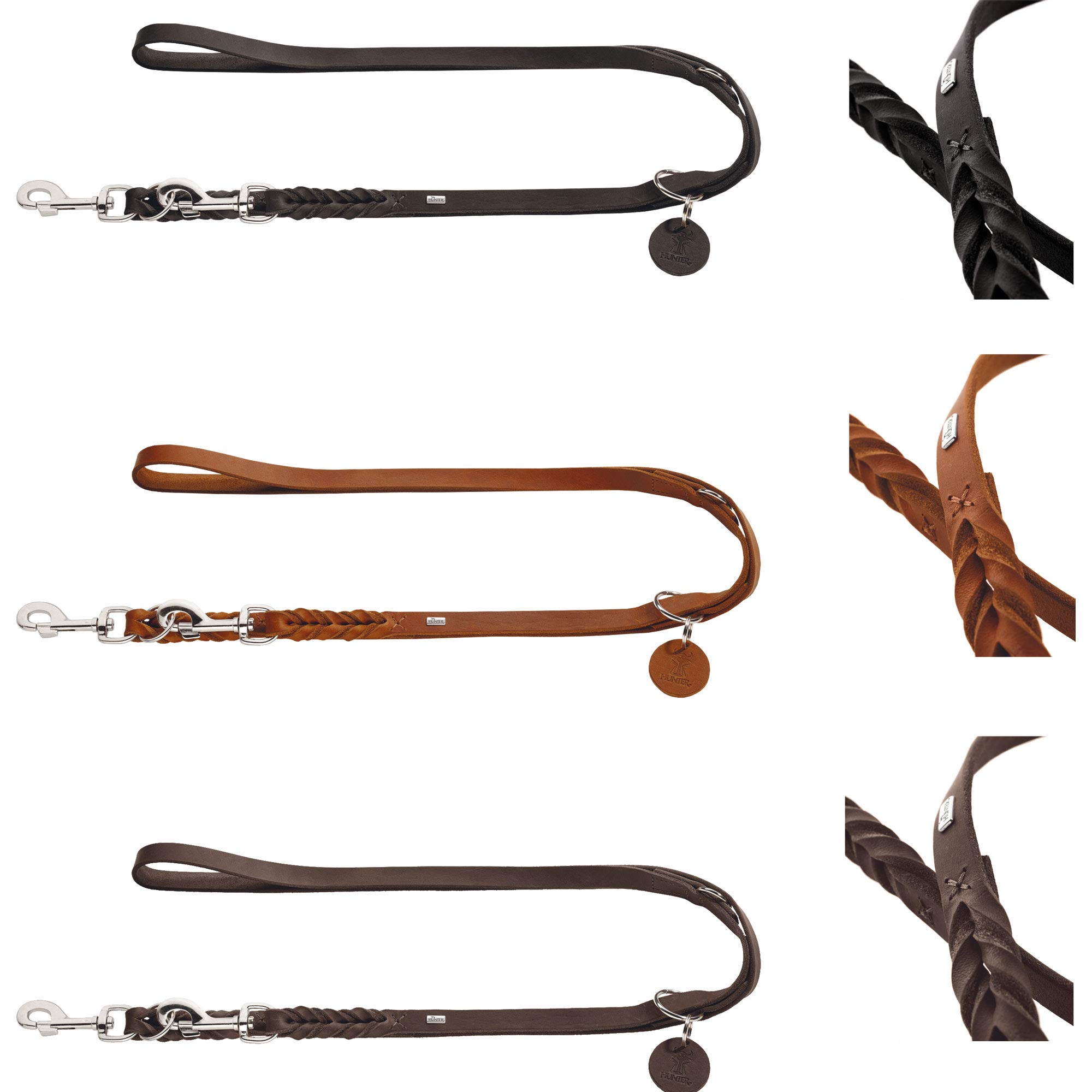 HUNTER Guinzaglio da allenamento Solid Education, 18/200 Morbida vera pelle bovina, nero