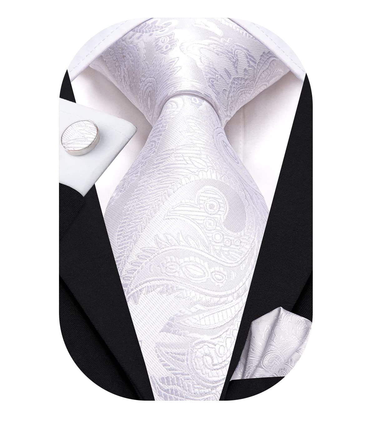 Hi-Tie Paisley Floral Ties Set for Men Silk Mens Stripes Necktie Pocket Square Cufflinks Set Formal Business