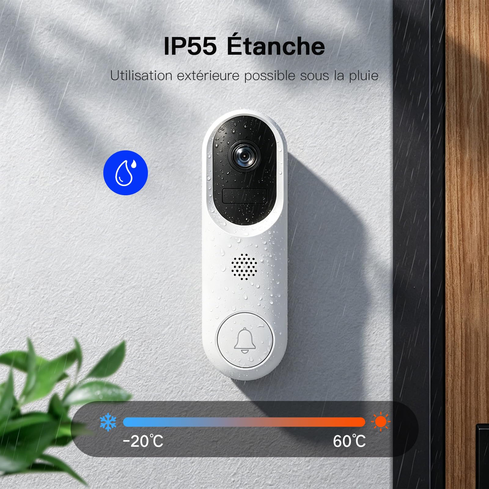 XPJ Visiophone Sonnette sans Fil avec Camera et 5" Ecran Moniteur, Interphone Vidéo Connecté WiFi 1080P, Stockage Local, PIR Détection de Mouvement, Audio Bidirectionnel, Vision Nocturne, Tuya APP