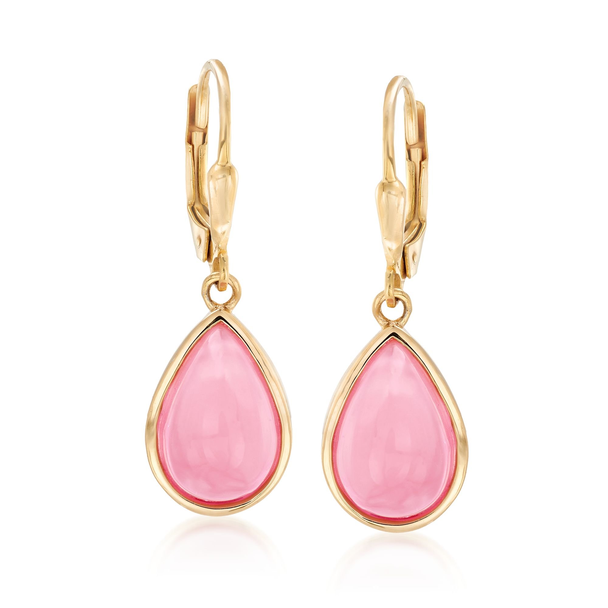 Ross-SimonsPink Opal Teardrop Earrings in 18kt Gold Over Sterling