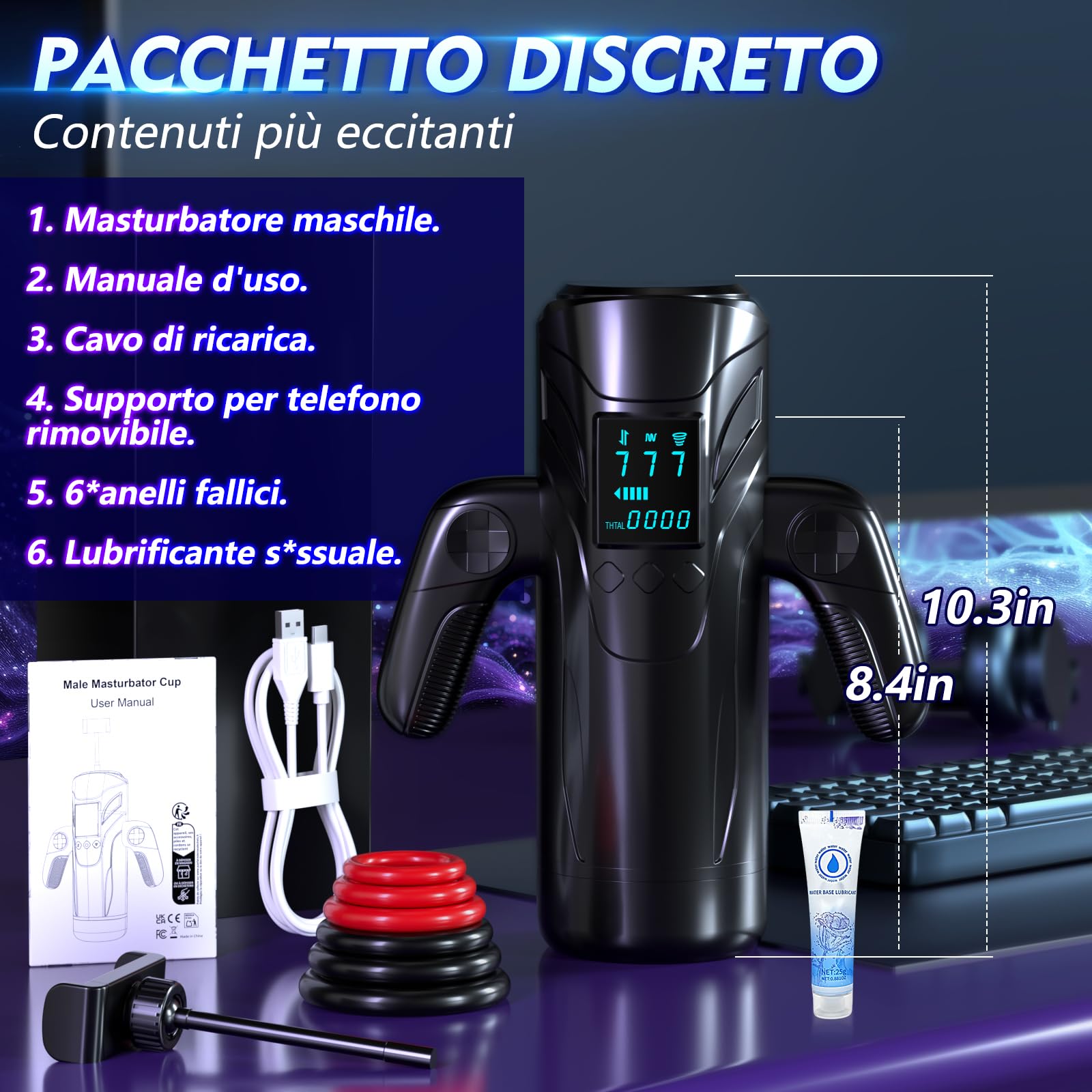 Masturvatore per Uomo Sex Toy - Masturvatore Sexytoysys Uomo con 7 Modalità di Suzione, Spinta e Vibrazione, 3D Vagina Toys Sessuali per Uomini Masturbazione Maschile con Schermo LED
