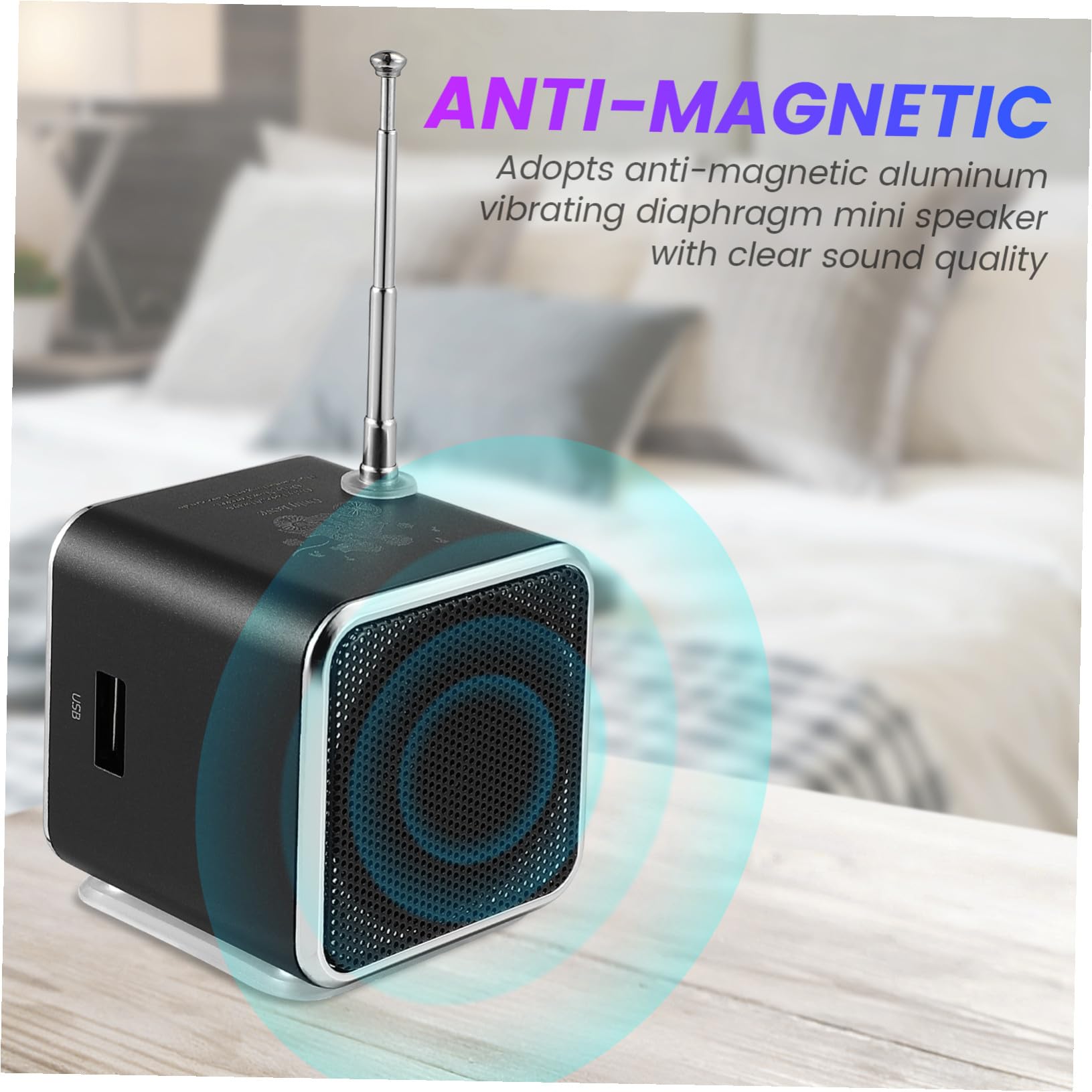 Uonlytech Mini Altavoz Inalámbrico Retro Negro de Aleación de Aluminio