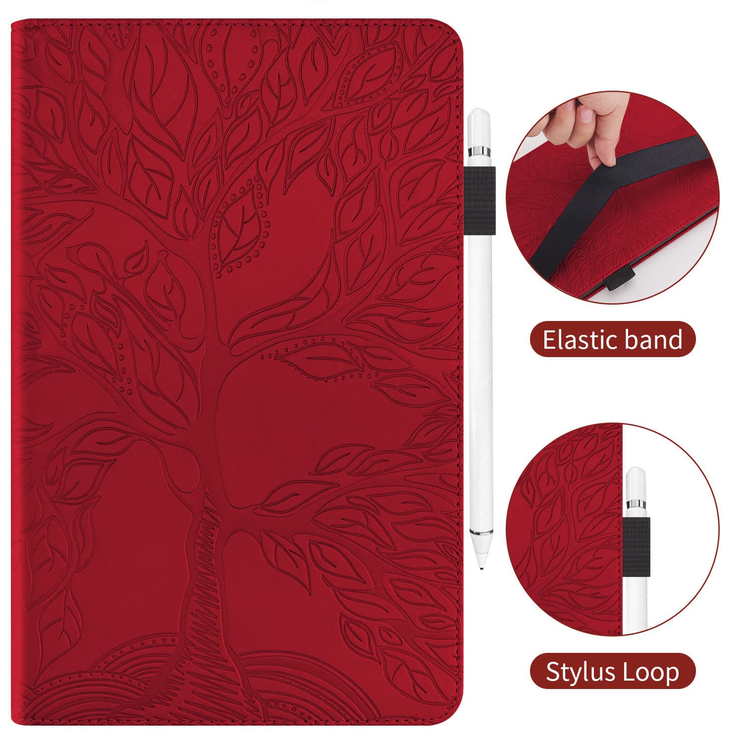 SLLMYYX Custodia per iPad 10a generazione 10.9 pollici 2022, Life Tree Slim Folio Stand Tablet Cover per iPad 10.9 pollici 2022 (rosso