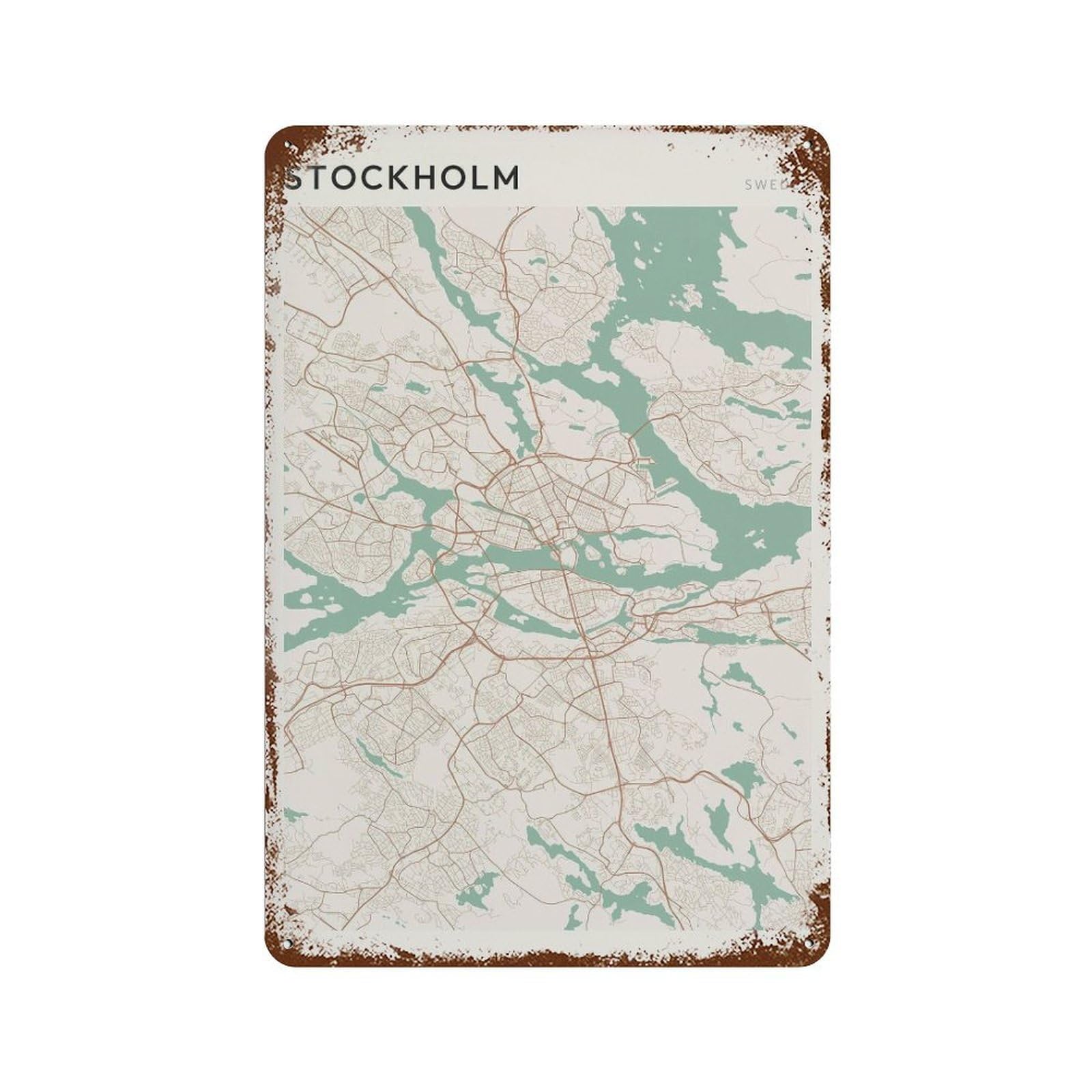 xiaoxiaoshen Stockholm Map City Sweden Boho Wall Decor Art Metal Tin Poster Modern Home Decor Art Home Bar Shop Decorations Vintage Sign 30x20cm