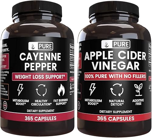 Pure Organic Ingredients Cápsulas de vinagre de sidra de manzana y pimienta de Cayena